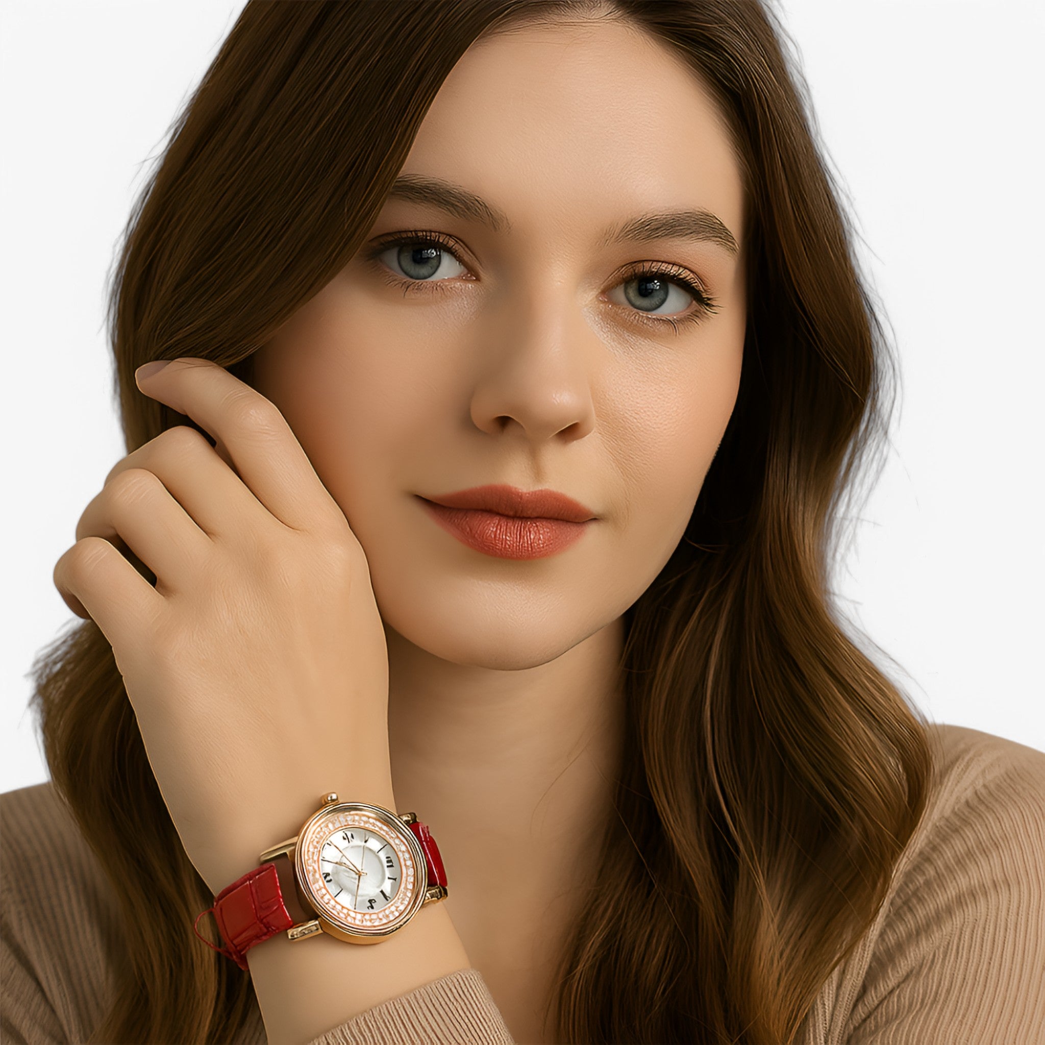 Orologio da donna in pelle con quadrante decorato da strass brillanti - - accessoires brillanti decorato donna horloges orologio orologio donna pelle quadrante strass watches - Concept Palermo