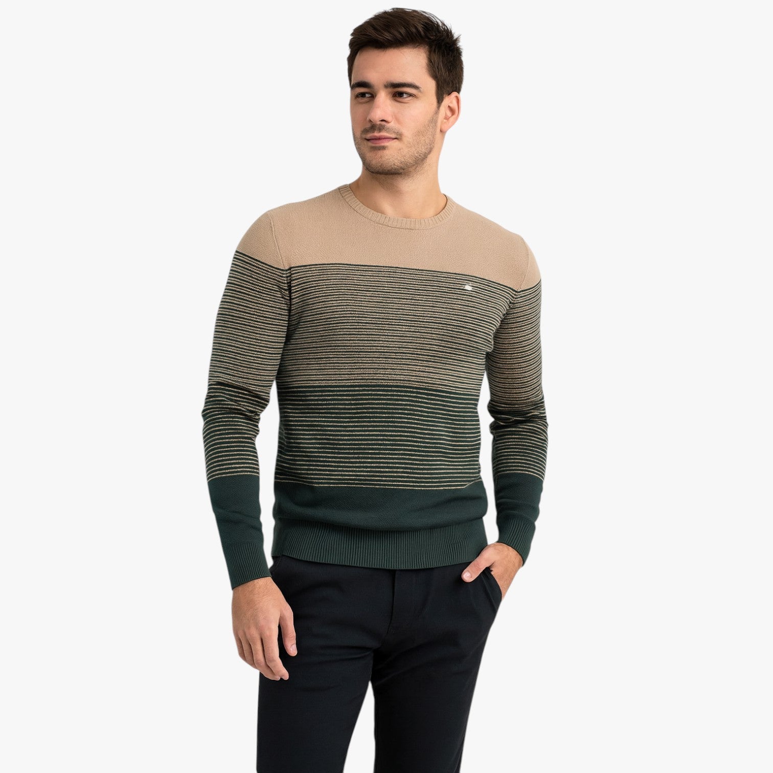 Maglione girocollo a righe da uomo - Vestibilità slim e calore di qualità - - calore girocollo maglione maglione girocollo men's sweater qualità righe slim Sweater sweater men sweaters & cardigans - Concept Palermo