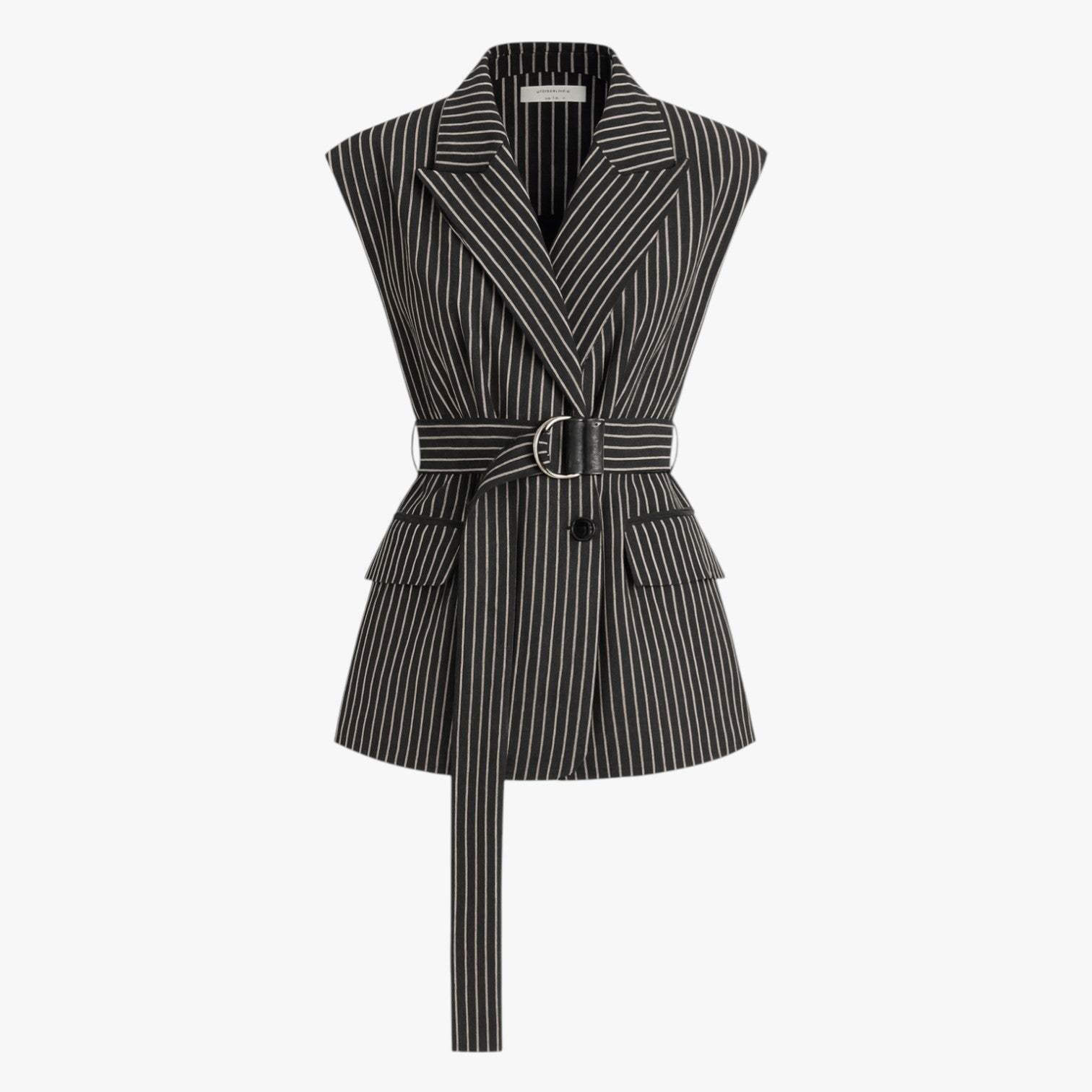 Gilet lungo a righe con cintura in misto cotone Uomo - Nero - cintura clothes cotone gilet gilet righe misto outerwear regular righe sleeveless slight stretch uomo vests women women clothes women's clothes women's top clothes - Concept Palermo