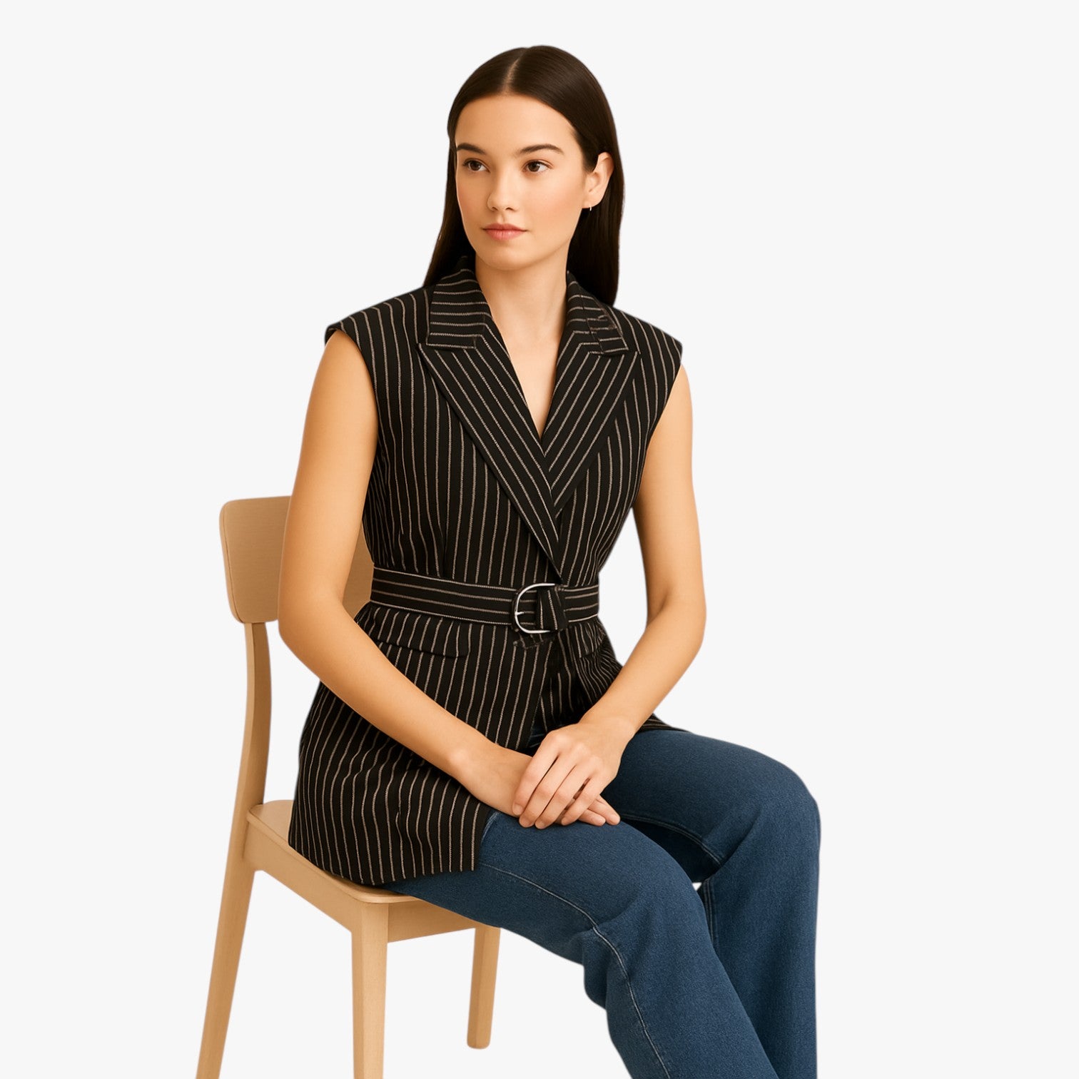 Gilet lungo a righe con cintura in misto cotone Uomo - - cintura clothes cotone gilet gilet righe misto outerwear regular righe sleeveless slight stretch uomo vests women women clothes women's clothes women's top clothes - Concept Palermo