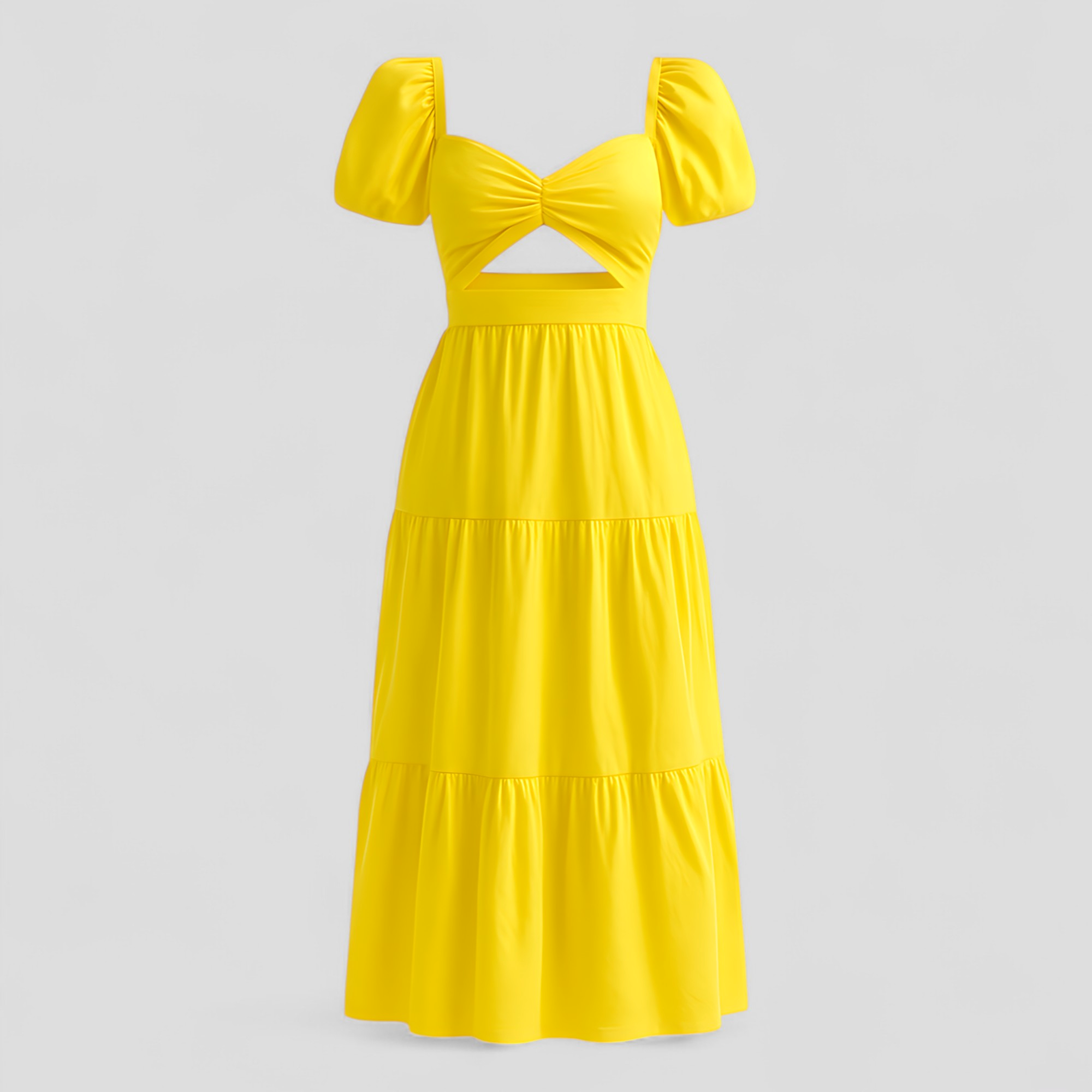 Abito Donna - Giallo - abbigliamento femminile abito abito casual abito chic abito donna abito elegante abito estivo abito versatil comfort elegante donna dresses gonna lunga look sofisticato mezza manica moda estate stile moderno taglia unica tendenze moda - Concept Palermo