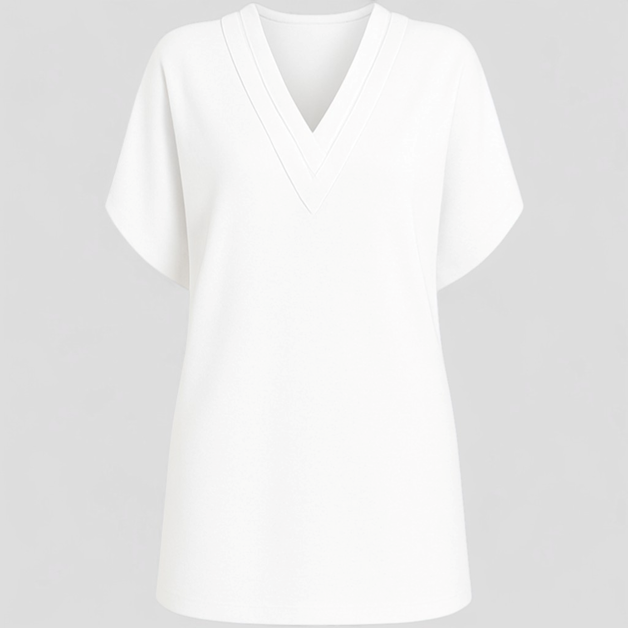 Abito Donna con V-Hals - Bianco - abito abito comfy abito con tummy control abito da donna abito donna abito elegante abito taglie forti abito V-hals abito versatile donna dresses hals moda donna vestito casual vestito da sera - Concept Palermo