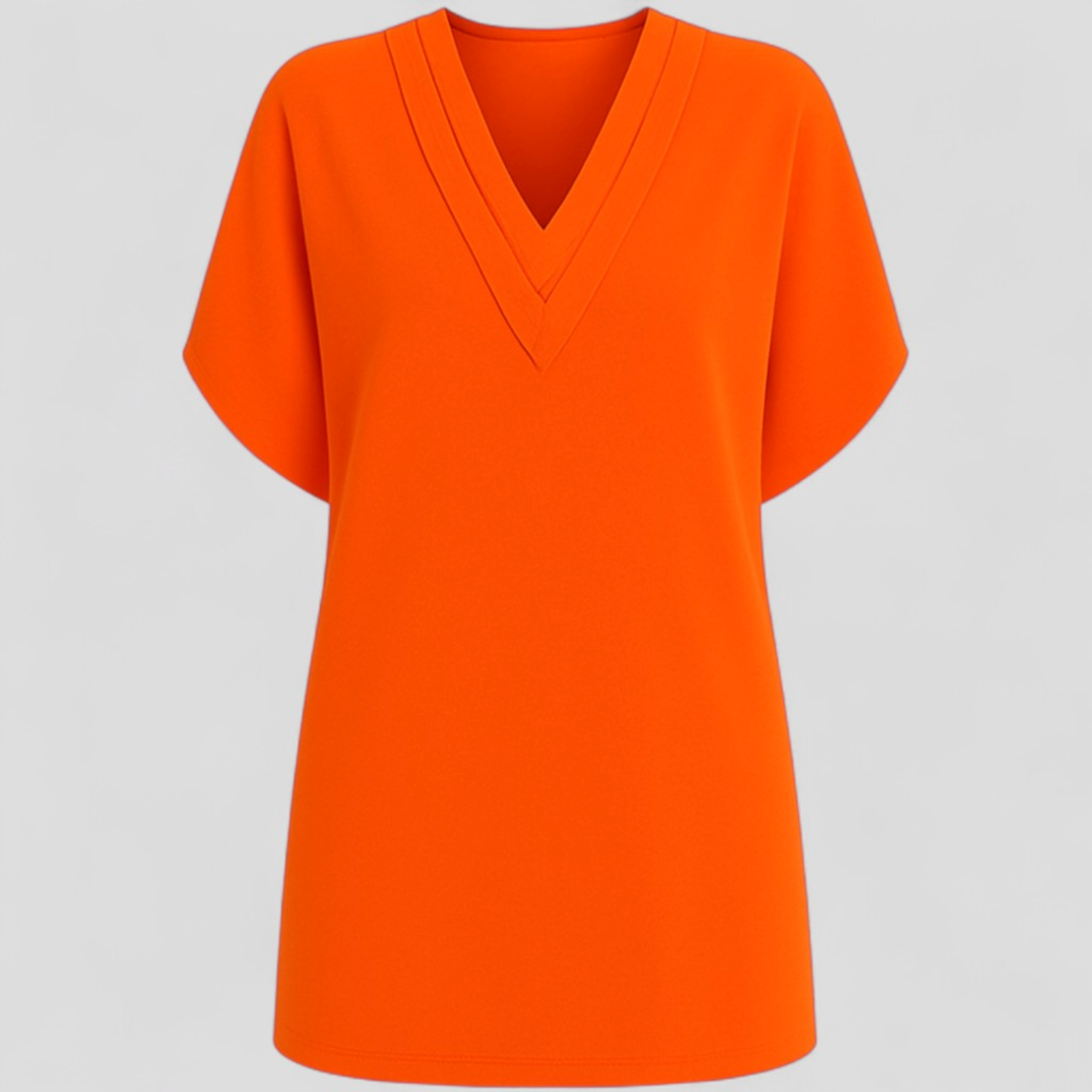 Abito Donna con V-Hals - Arancione - abito abito comfy abito con tummy control abito da donna abito donna abito elegante abito taglie forti abito V-hals abito versatile donna dresses hals moda donna vestito casual vestito da sera - Concept Palermo