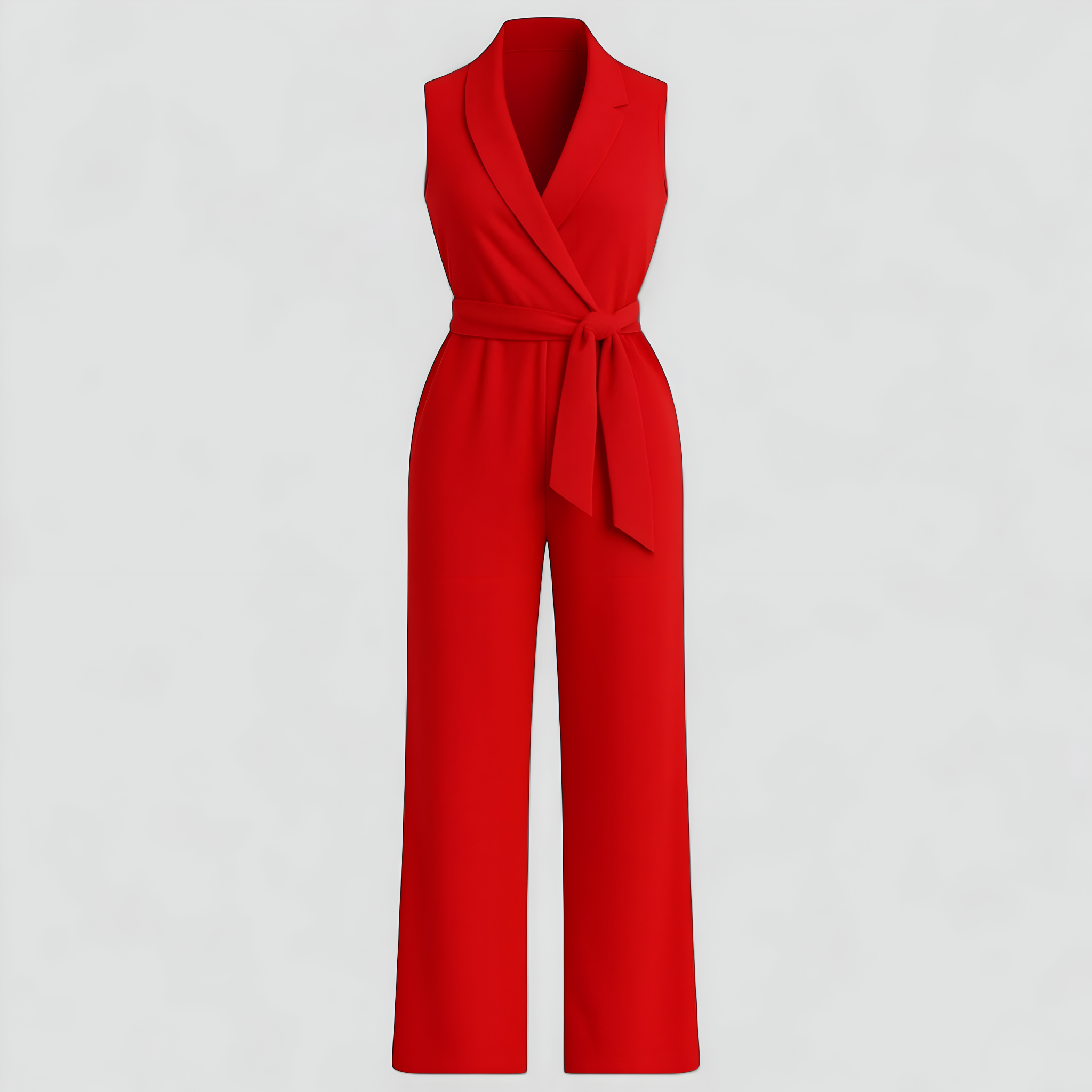 Salopette Donna Elegante V-Neck Senza Maniche in Lino Casual Estiva - Rosso - abbigliamento elegante donna fashion primavera jumpsuit premium maniche moda donna neck one-pieces outfit casual salopette salopette donna salopette elegante salopette femminile salopette senza maniche salopette V-Neck vestiti per eventi - Concept Palermo
