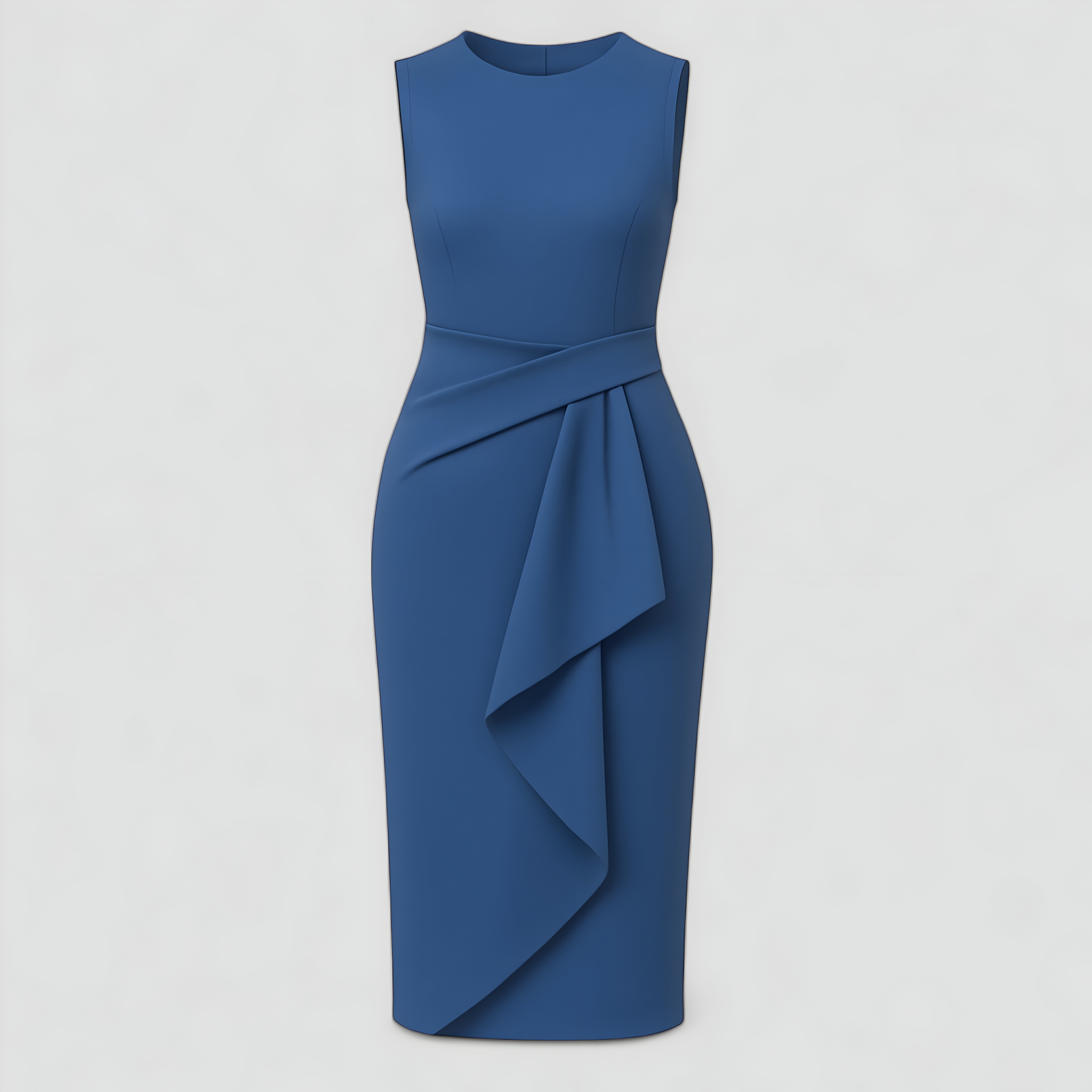Vestito Elegante Donna in Raso Nero S-XL - Abito da Sera o Cerimonia Lungo - Blu - abito da sera abito plissettato donna dresses fashion femminile moda donna scollo rotondo tessuto elasticizzato vestito vestito donna vestito elegante vestito elegante da donna vestito estivo vestito slim-fit - Concept Palermo