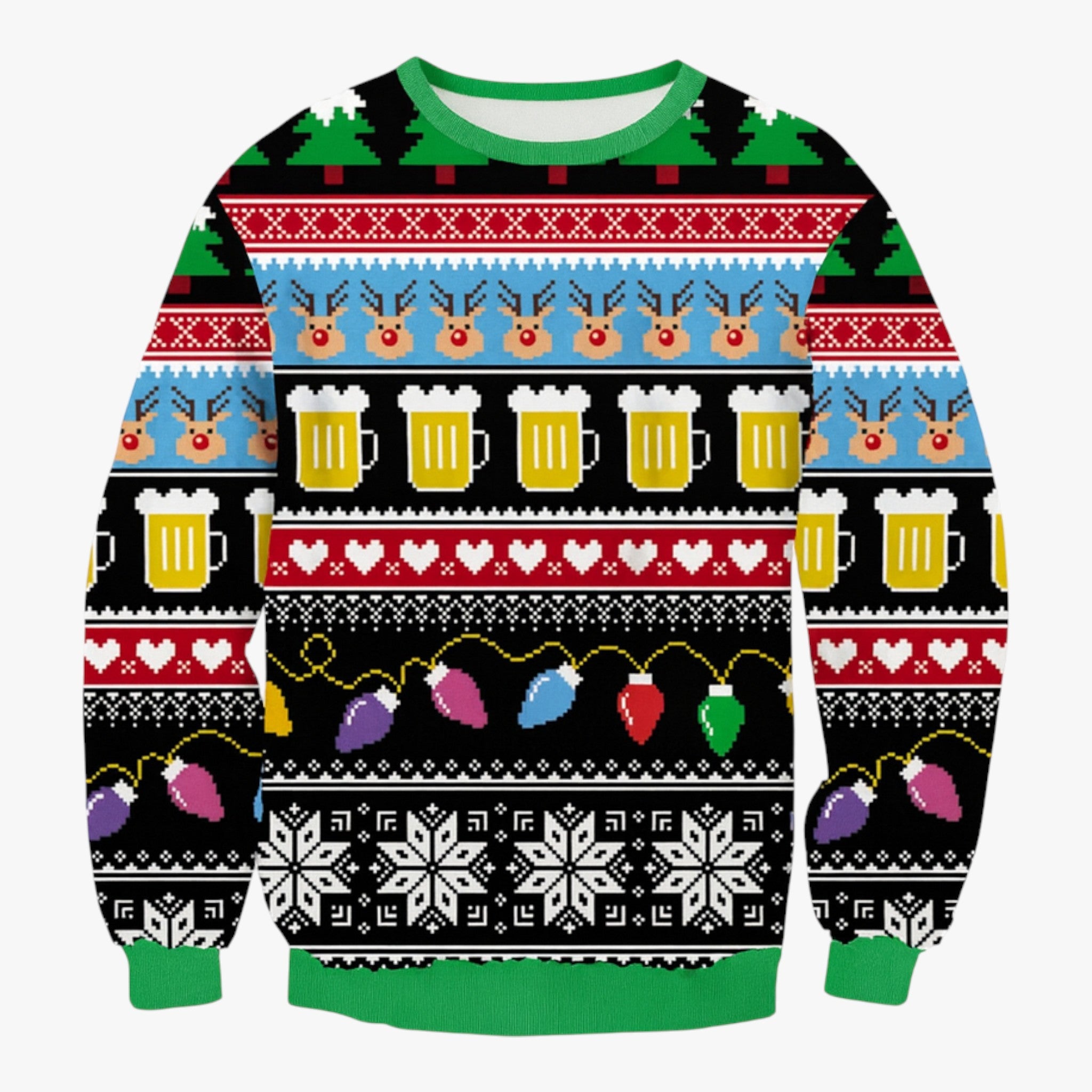 Maglione natalizio da uomo con stampa di renna carina per un look festivo - Maglia 1 - carina casual kerstoutfit feestelijke trui festivo kersttrui heren look machinewasbare trui maglione maglione natalizio natalizio renna sneeuwvlokprint trui stampa trui voor kerstfeesten vakantie kleding heren vrolijke kersttrui warm en comfortabel zwarte trui met rendier - Concept Palermo