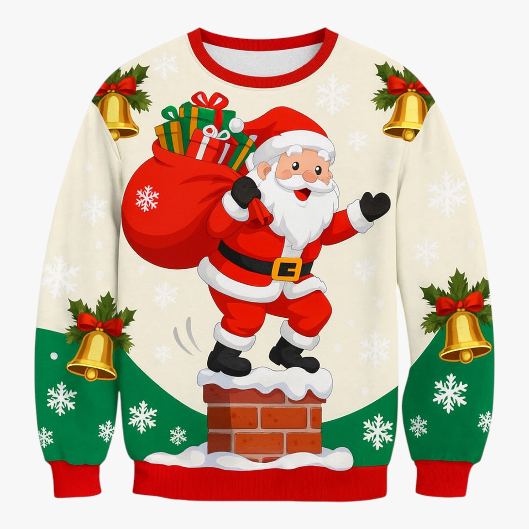 Pullover Natalizio per Uomini - per le Feste Donna - Design 9 - cadeau damesmode donna feestdagen feste herenmode kersttrui lelijke trui natalizio O-hals trui outdoor festival pullover pullover natalizio sfeer uomini vrolijke kersttrui - Concept Palermo
