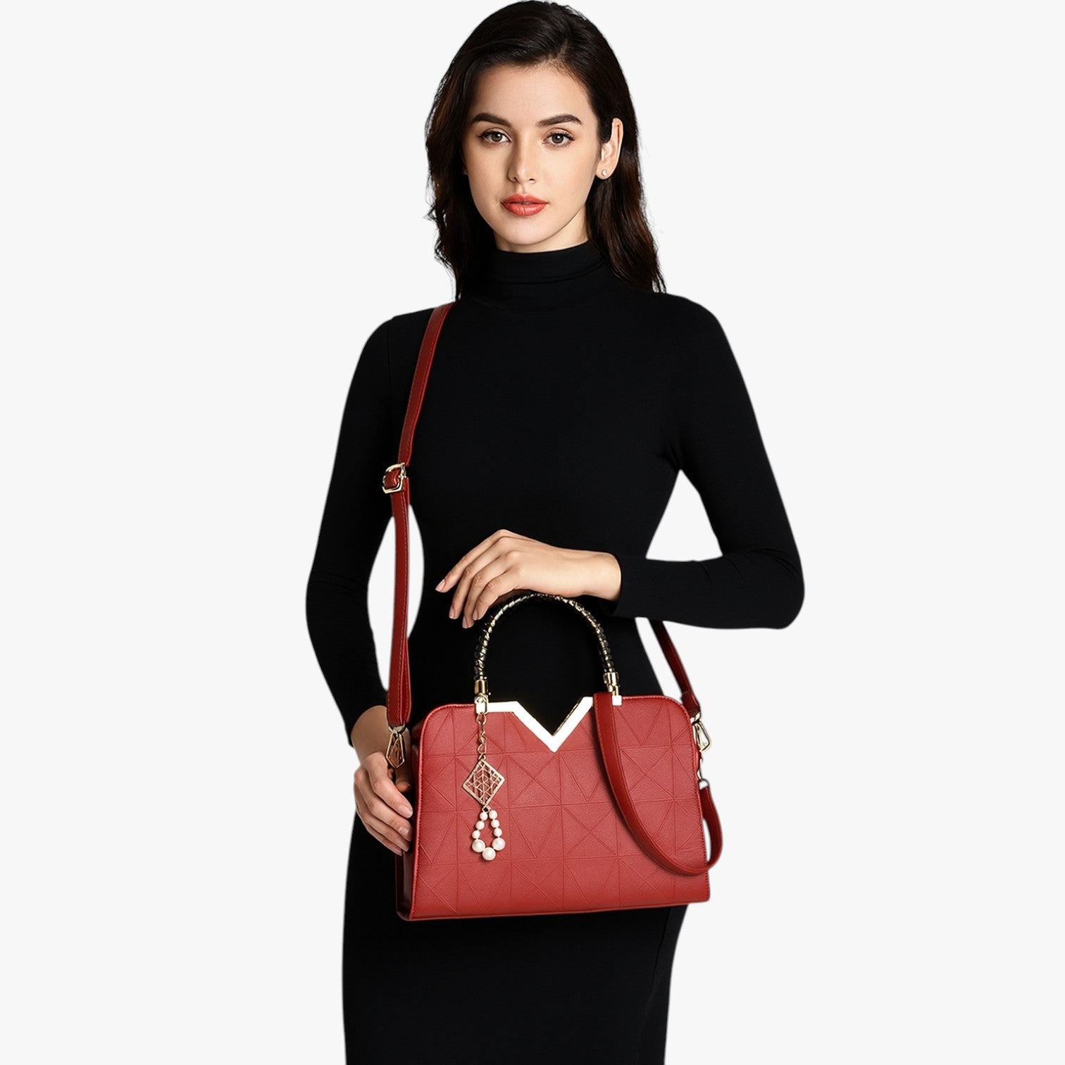 Borsa a Spalla Donna in Pelle con Cerniera e Perle - Chic Autunno - - autumn autumn chic Bags borsa cerniera chic pelle perle women bags Women's handbags - Concept Palermo