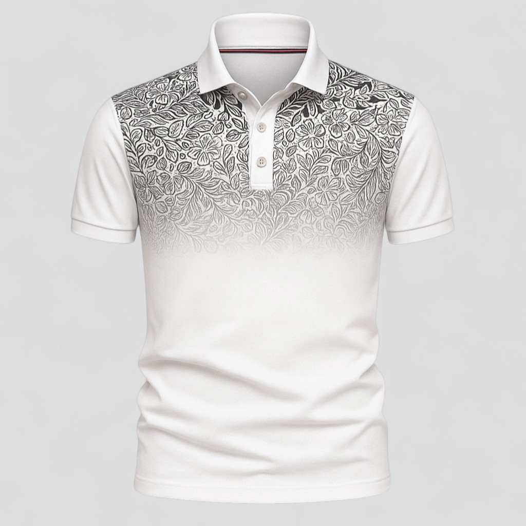 Polo Uomo Manica Corta Estiva Stile Gradiente Cotone - Bianco - abbigliamento casual uomo camicia estiva corta cotone estiva gradiente manica men's top clothes polo polo comfort e traspirabilità polo cotone misto polo estiva uomo polo lavabile in lavatrice polo maniche corte polo moda estate polo stampa gradiente polo trendy polo uomo - Concept Palermo