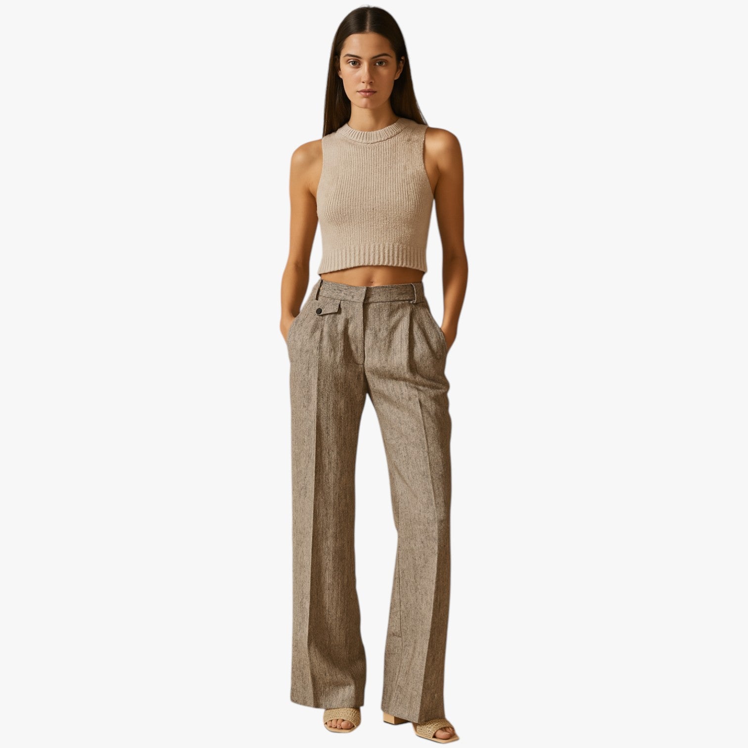 Pantaloni Donna Vita Alta in Lino-Cotone Eleganza Aria & Libertà Tutto il Giorno - - alta aria cotone donna eleganza giorno libertà linen pants lino pants pants for women women pants - Concept Palermo