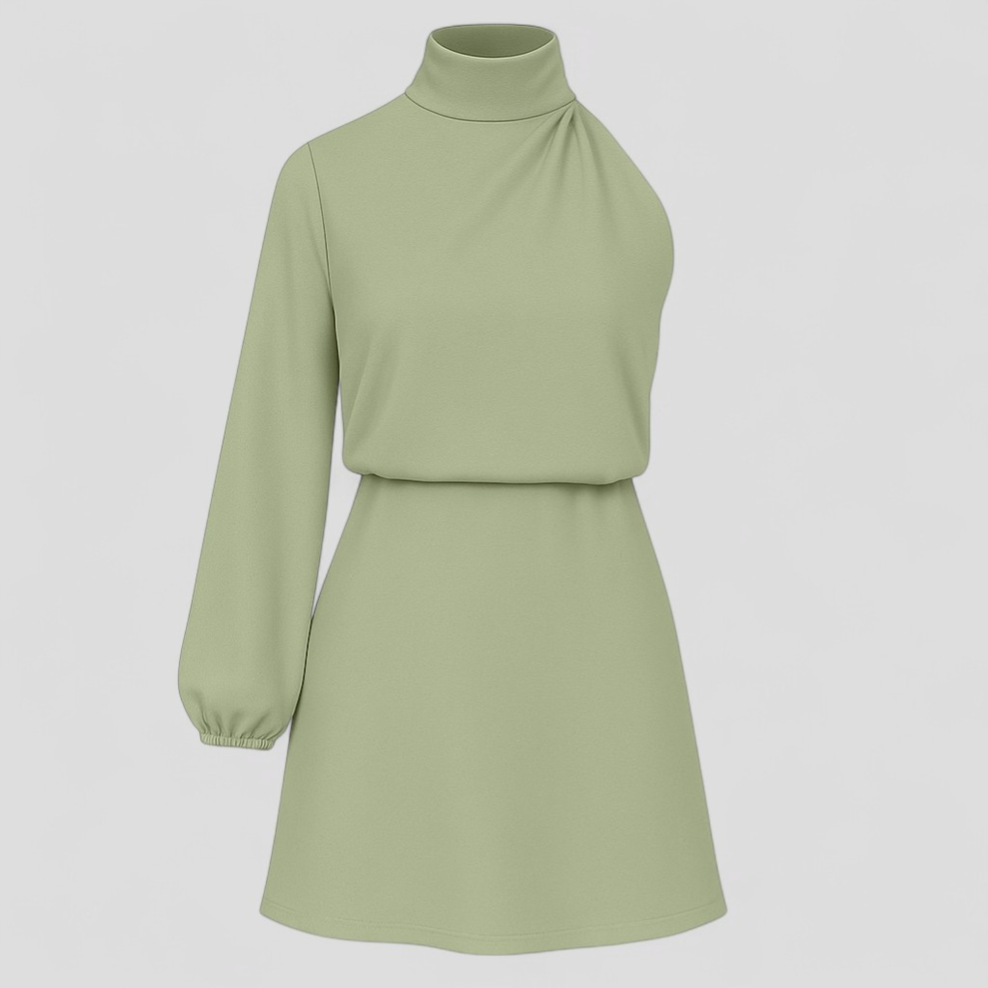 Abito monospalla in poliestere – Eleganza con un tocco moderno Pelle Donna - Verde salvia - abito abito monospalla AI donna Dresses eleganza monospalla pelle poliestere Sale - Concept Palermo