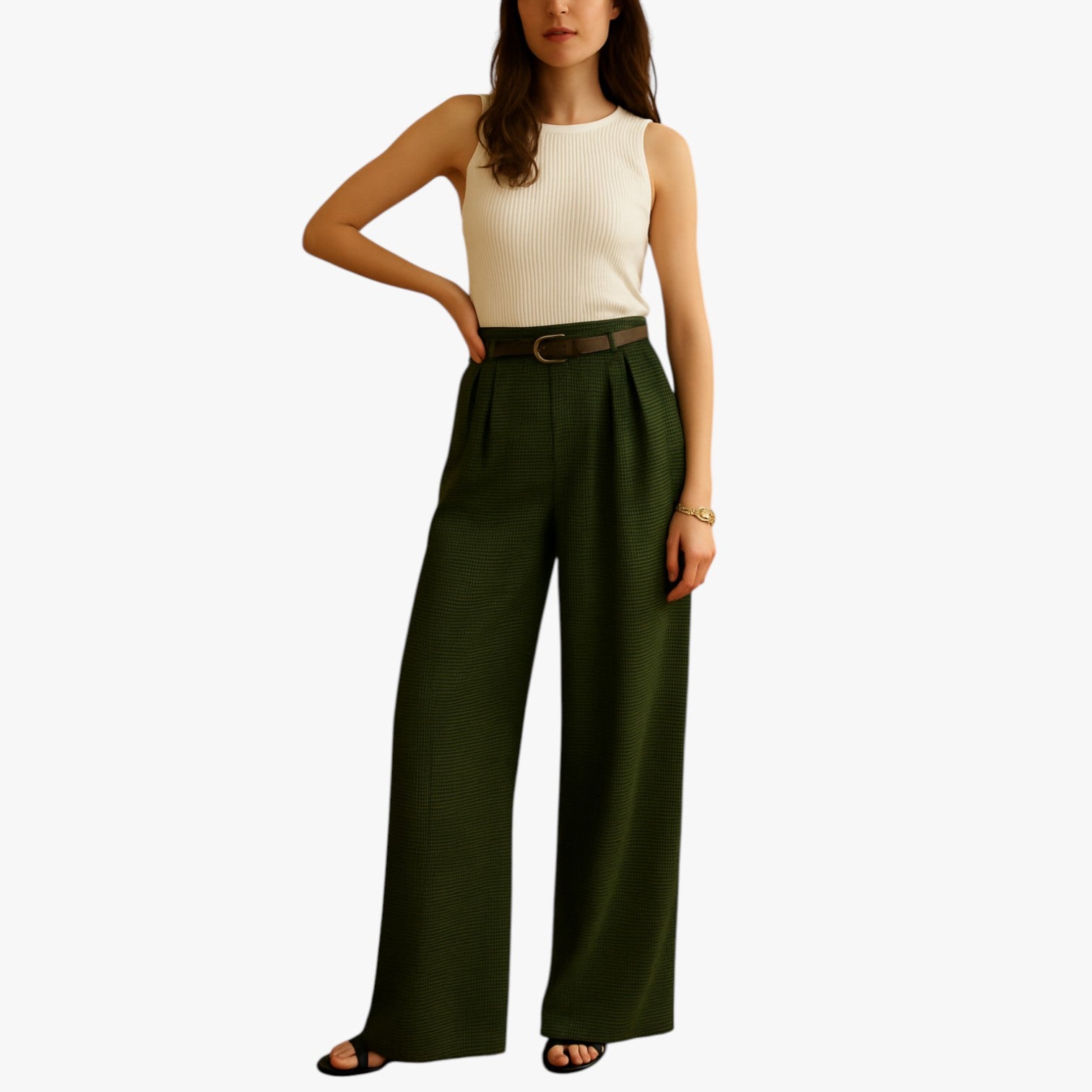 Pantaloni vintage a quadri a vita alta Uomo - - alta high waist long pants pantaloni pantaloni vintage pants pants for women quadri slight stretch uomo vintage vita women women pants work woven fabric - Concept Palermo