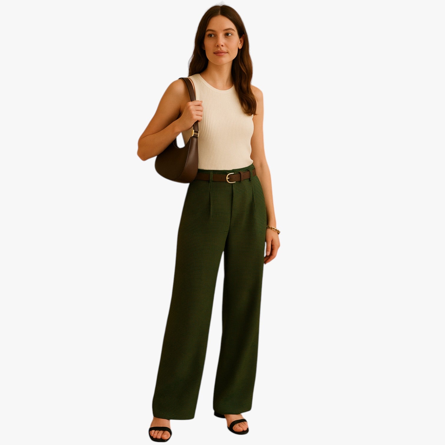 Pantaloni vintage a quadri a vita alta Uomo - - alta high waist long pants pantaloni pantaloni vintage pants pants for women quadri slight stretch uomo vintage vita women women pants work woven fabric - Concept Palermo