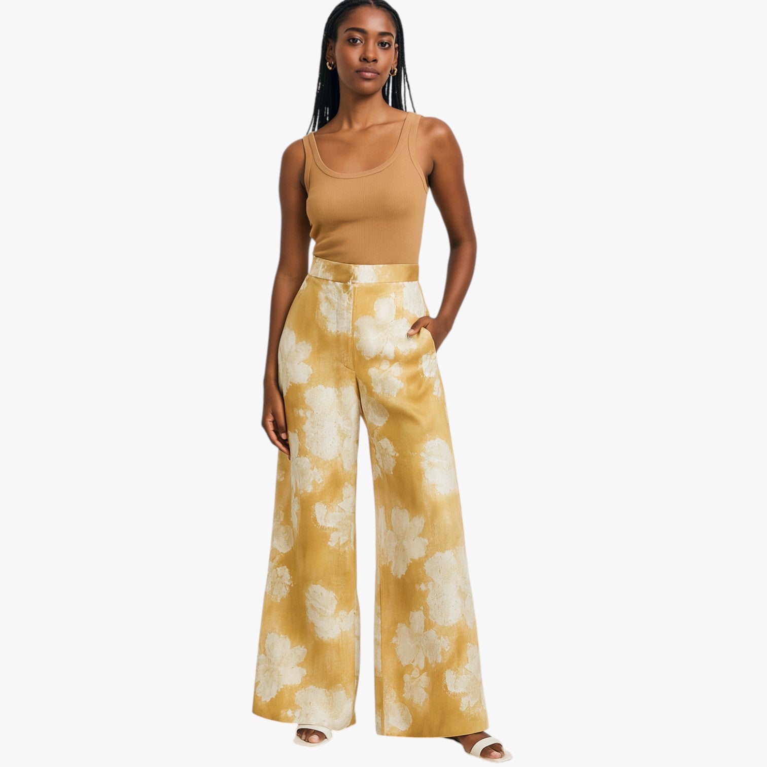 Pantaloni dritti con stampa floreale romantica - - clothing dritti floreale long pants mid waist non-stretch pantaloni pantaloni dritti pants pants for women regular fit romantica stampa women women pants woven fabric - Concept Palermo