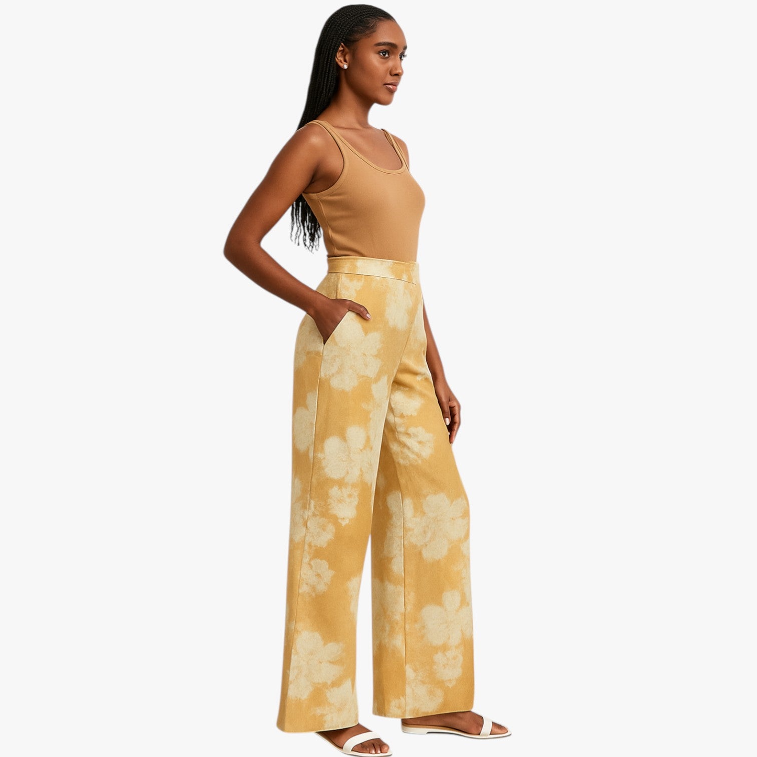 Pantaloni dritti con stampa floreale romantica - - clothing dritti floreale long pants mid waist non-stretch pantaloni pantaloni dritti pants pants for women regular fit romantica stampa women women pants woven fabric - Concept Palermo
