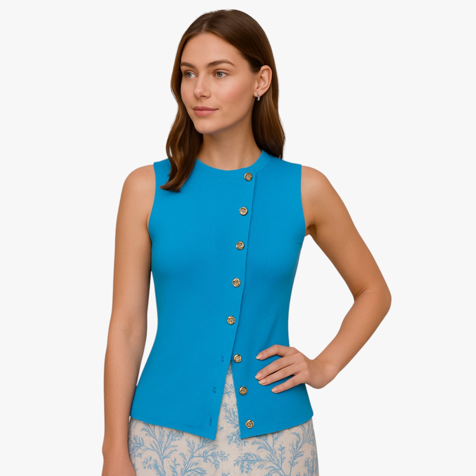 Gilet Elegante Donna con Bottoni Asimmetrici, Scollo a V, Vestibilità Slim - - asimmetrici bottoni gilet gilet bottoni regular fit slight stretch spring summer sweaters & cardigans women women clothes women's top clothes yellow - Concept Palermo