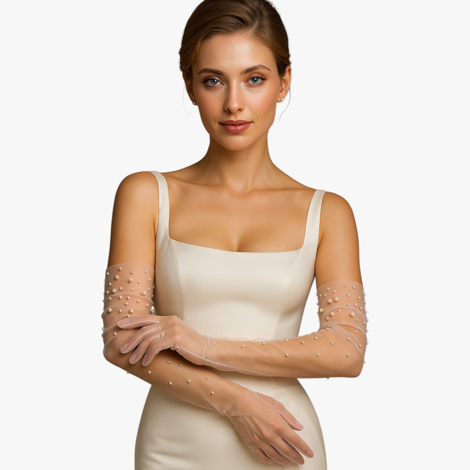 Guanti da Sposa in Tulle con Perline Raffinatezza Lunga e Leggera Rosso Uomo - - gloves guanti guanti sposa leggera lunga perline raffinatezza sposa tulle - Concept Palermo