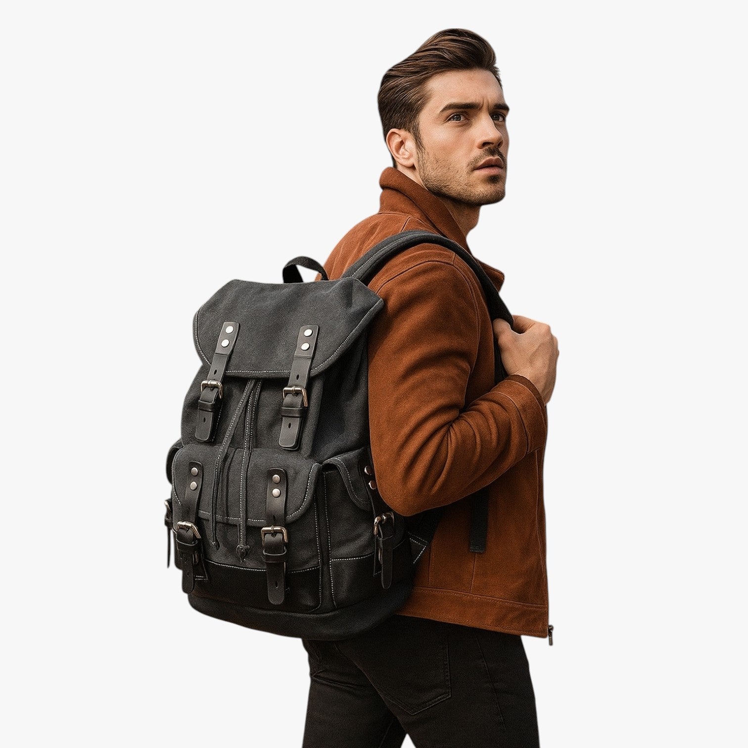 Zaino Escursionismo Tela e Pelle a Grande Capacità Uomo - - bag Bags bags for men capacità escursionismo mens bag pelle tela uomo zaino zaino escursionismo - Concept Palermo