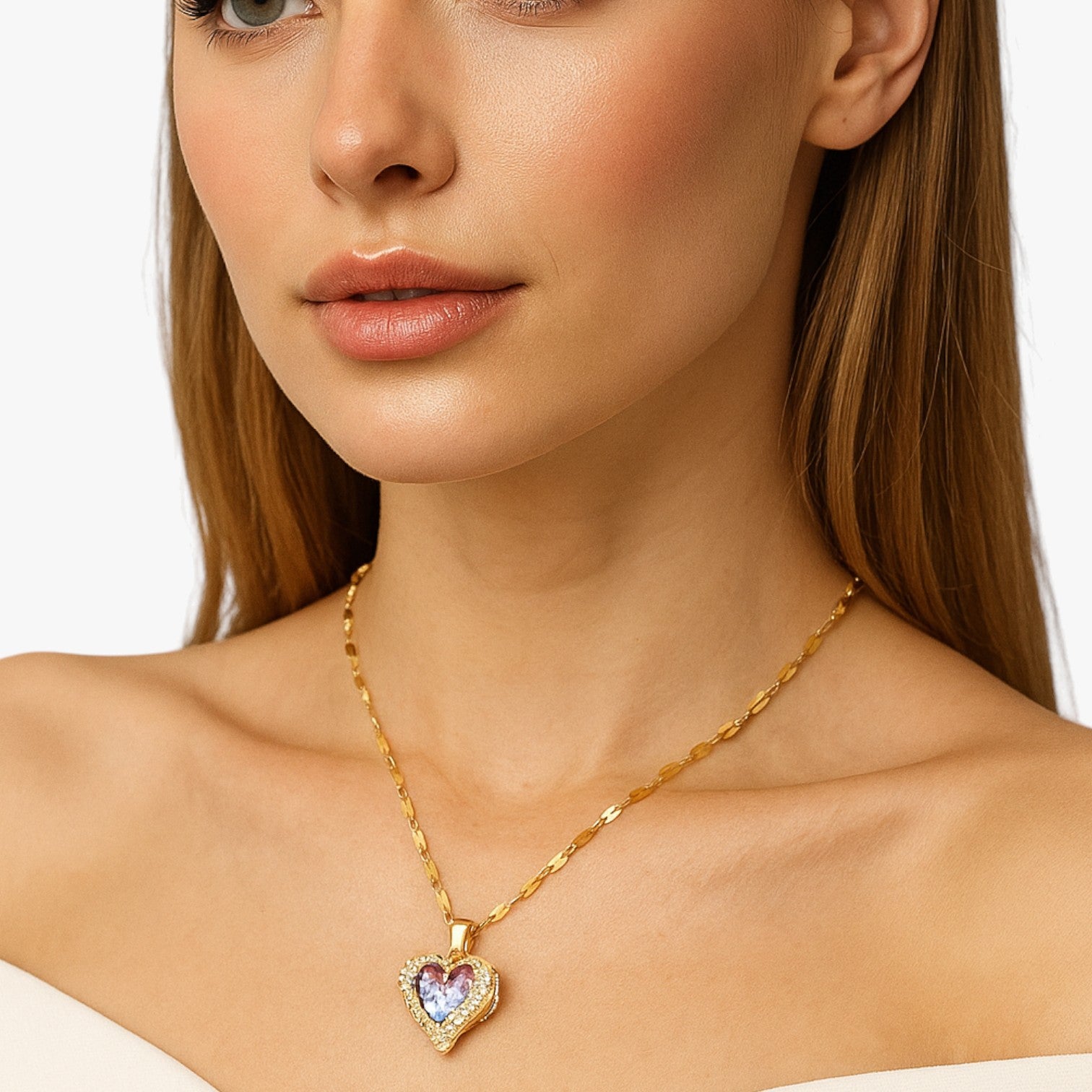 Collana Cuore Oro con Cristalli Brillanti Lana Donna - - brillanti collana collana cuore cristalli cuore donna elegant womens necklaces Fashion Necklaces jewelry lana necklace NECKLACES Necklaces for Women - Concept Palermo
