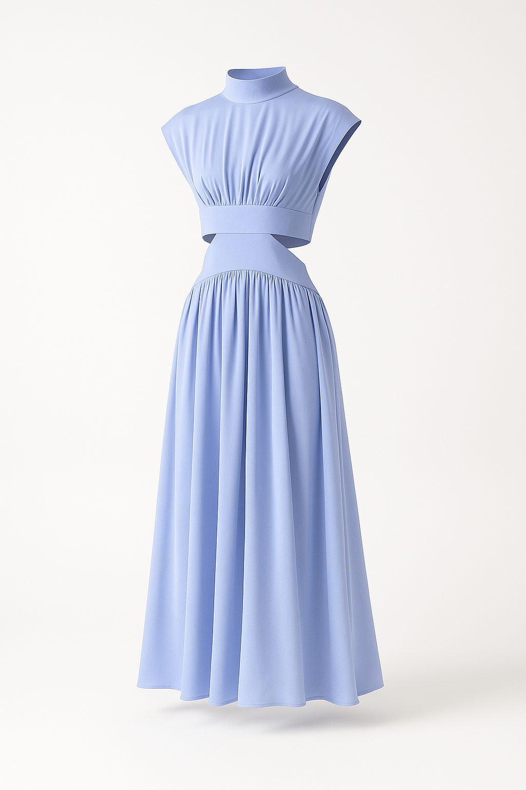 Vestito di media lunghezza per donne con tagli e collo alto Donna - Azzurro - collo donna donne Dresses Dresses & Jumpsuits lunghezza Maxi Dresses media Mock Neckline Dresses tagli vestito Women - Concept Palermo