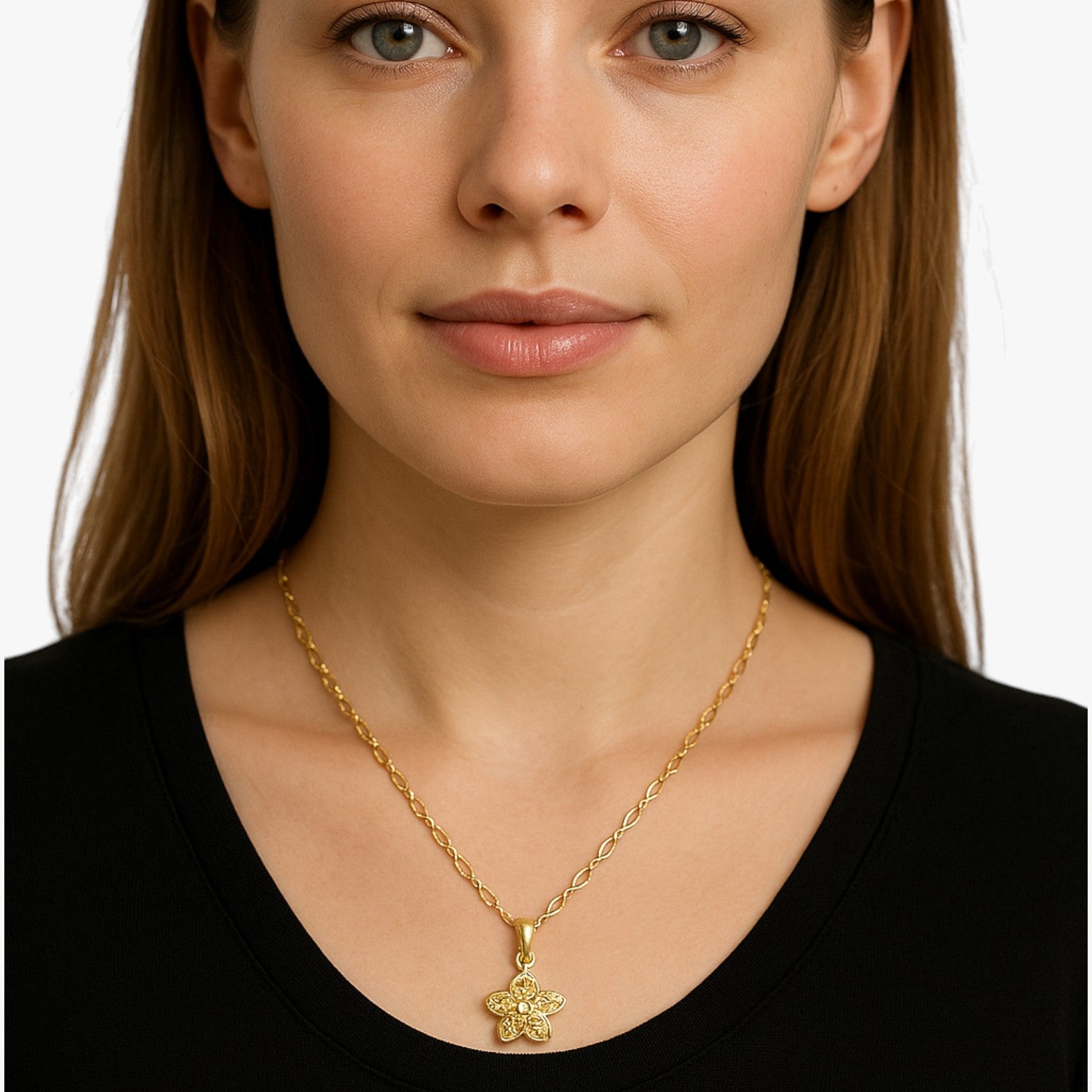 Collana con fiore in oro e zircone rotante Lana Donna - - collana collana fiore donna Fashion Necklaces fiore jewelry lana necklace NECKLACES Necklaces for Women rotante zircone - Concept Palermo