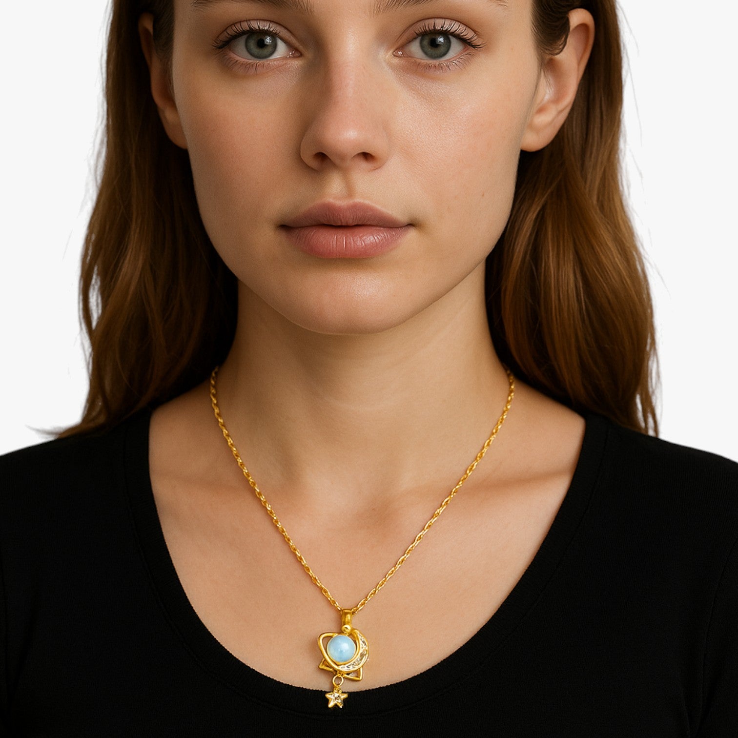 Collana romantica in acciaio inossidabile con luna e stella - - acciaio collana collana romantica elegant womens necklaces inossidabile jewelry luna necklace NECKLACES Necklaces for Women romantica stella - Concept Palermo