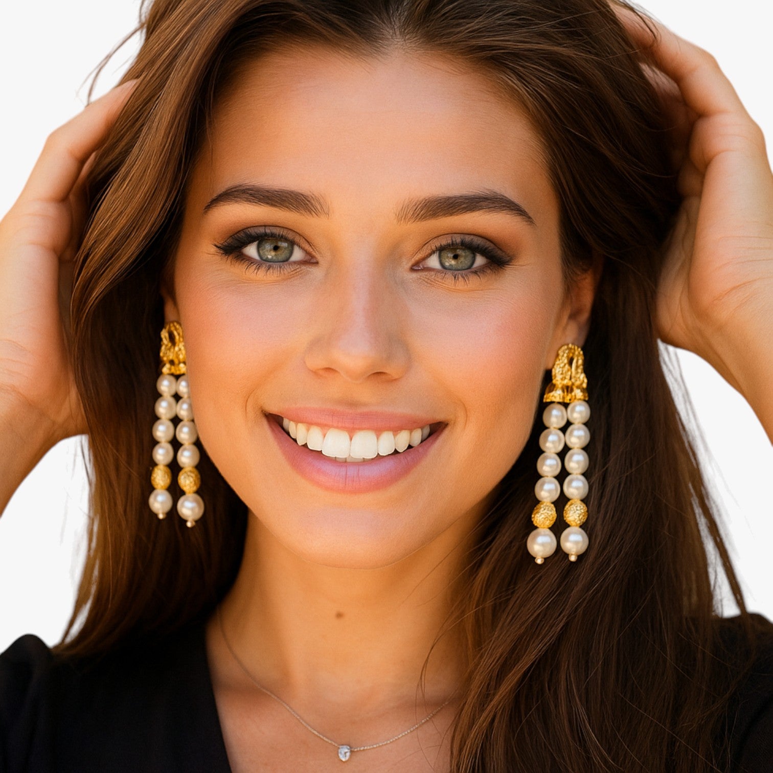 Orecchini a Strati con Perla & Nappa Eleganza Geometrica alla Francese Pelle - - alla bags EARRINGS Earrings for Women Girls eleganza francese geometrica nappa New Fashion Earrings orecchini orecchini strati womens earring - Concept Palermo