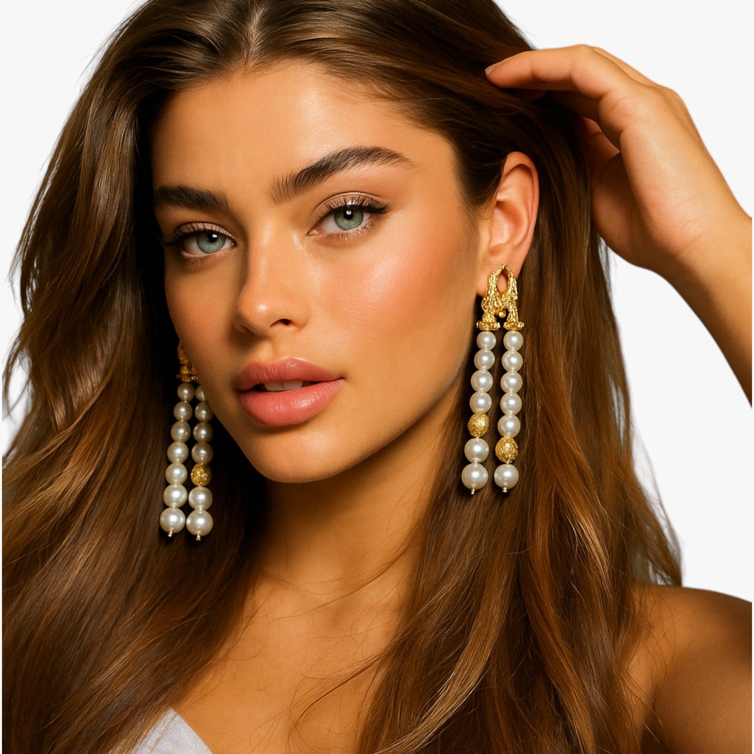 Orecchini a Strati con Perla & Nappa Eleganza Geometrica alla Francese Pelle - - alla bags EARRINGS Earrings for Women Girls eleganza francese geometrica nappa New Fashion Earrings orecchini orecchini strati womens earring - Concept Palermo