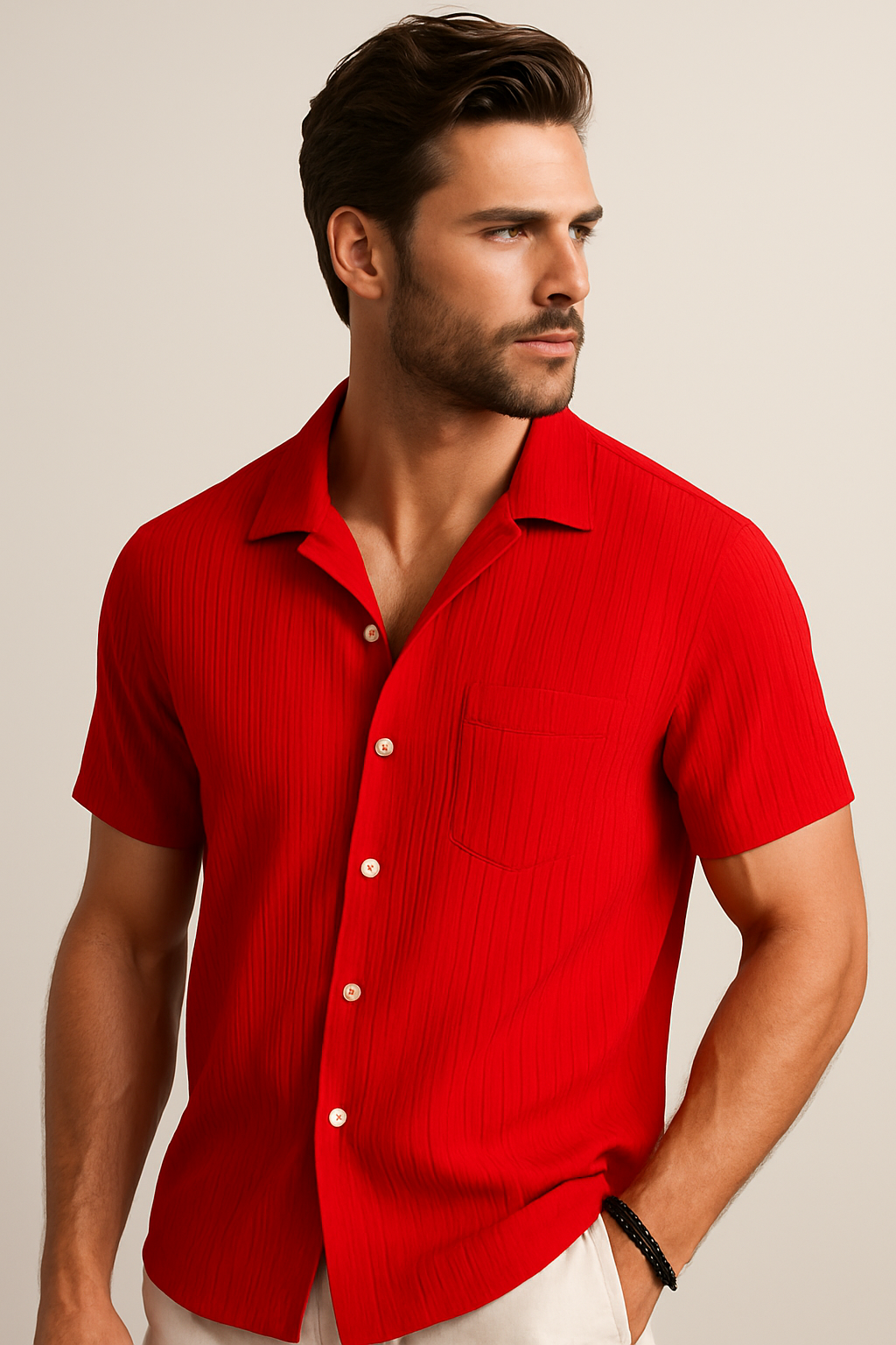 Camicia Estiva a Coste con Colletto Aperto Pelle Uomo - - aperto camicia camicia estiva colletto coste estiva men's polo men's polo shirt men's top clothes pelle polo shirts & polos - Concept Palermo