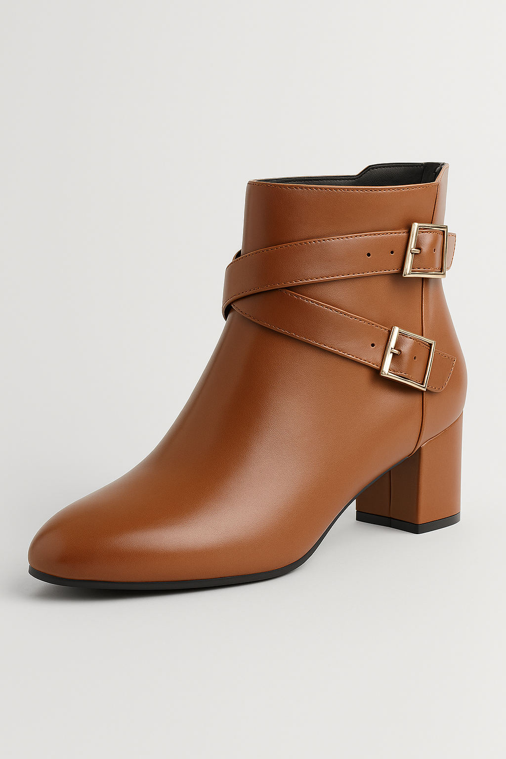 Stivaletti Neri alla Caviglia Donna con Cinturini e Fibbia in Ecopelle - Brown - alla BOOTS Boots & Shoes caviglia cinturini fibbia Leather Boots shoes stivaletti stivaletti alla - Concept Palermo