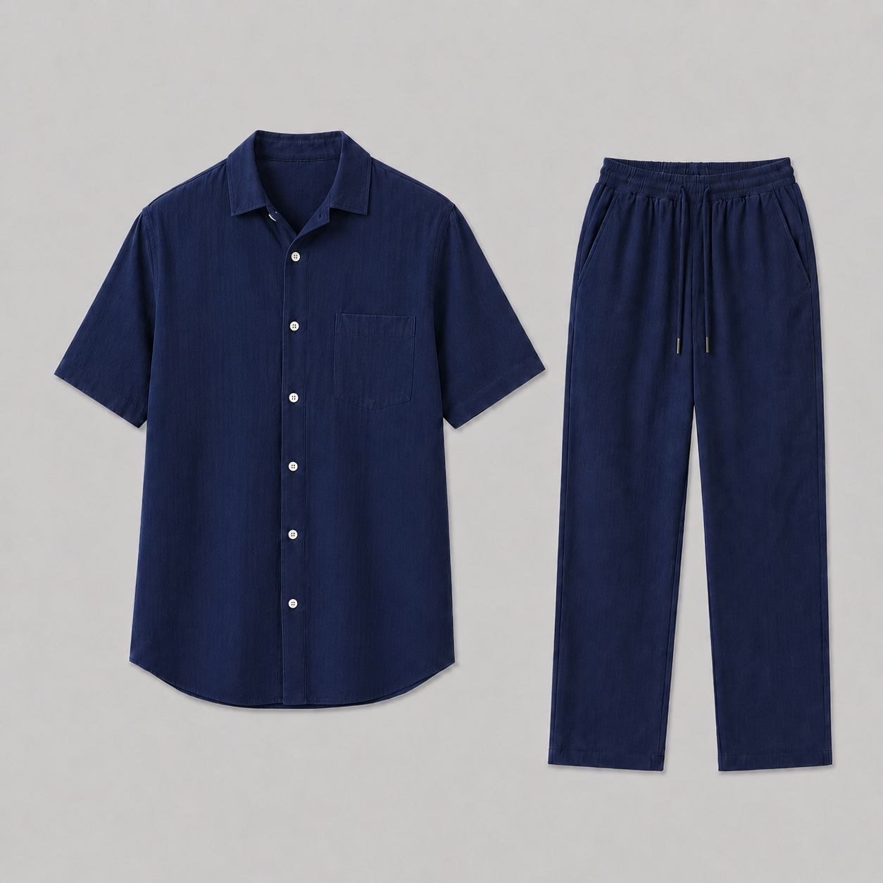 Completo Estivo da Uomo con Camicia e Pantaloni Larghi - - bewegingsvrijheid borstzak broek set casual casual chic comfortabel completo uomo heren mode heren set knoopsluiting lente zomer lichtgewicht linnen look losse pasvorm luchtig lunelle minimalistisch overhemd korte mouwen overhemd set reis outfit relaxte pasvorm set estivo smart casual strand stijl terras outfit vakantie stijl veelzijdig wijde broek zomers zomerset Zomersets - Concept Palermo