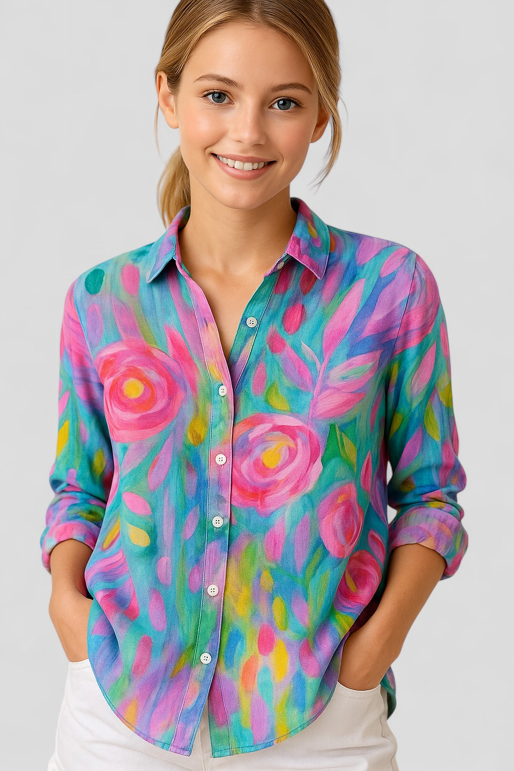 Blusa Floreale Estiva Donna Maniche Corte Colorata S-XL - Stampa Unica - - abbigliamento casual blusa blusa colorata blusa donna blusa versatile colorata comoda e stilosa donna gonna e blusa look giocoso moda estiva outfit unico stampa stampa artistica taglie disponibili unica women's top clothes - Concept Palermo