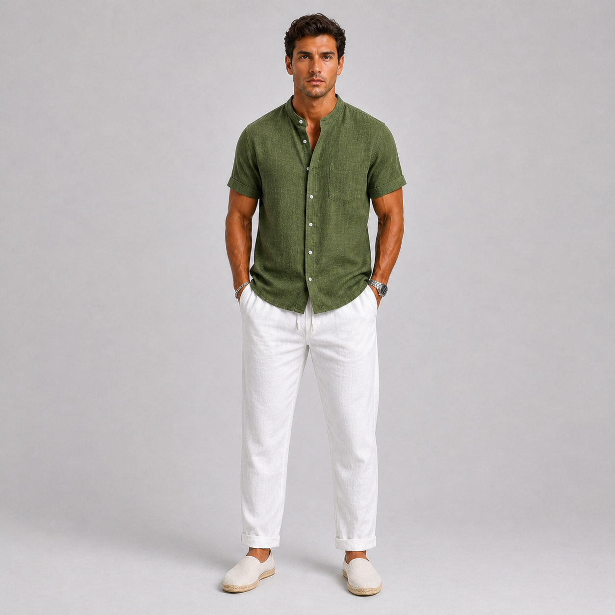 Completo di Lino da Uomo Camicia e Pantaloni Stile Estivo Leggero - - ademend camicia pantal casual chic comfortabel completo uomo dagelijks gebruik heren mode heren set lente zomer lichtgewicht linnen set lino losse pasvorm luchtig minimalistisch overhemd set oversized fit pantalon set smart casual strand stijl tijdloos vakantie stijl veelzijdig zomer set zomers - Concept Palermo