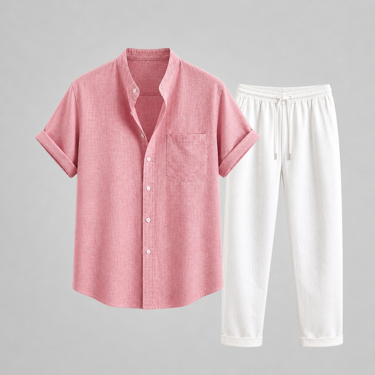 Completo di Lino da Uomo Camicia e Pantaloni Stile Estivo Leggero - - ademend camicia pantal casual chic comfortabel completo uomo dagelijks gebruik heren mode heren set lente zomer lichtgewicht linnen set lino losse pasvorm luchtig minimalistisch overhemd set oversized fit pantalon set smart casual strand stijl tijdloos vakantie stijl veelzijdig zomer set zomers - Concept Palermo
