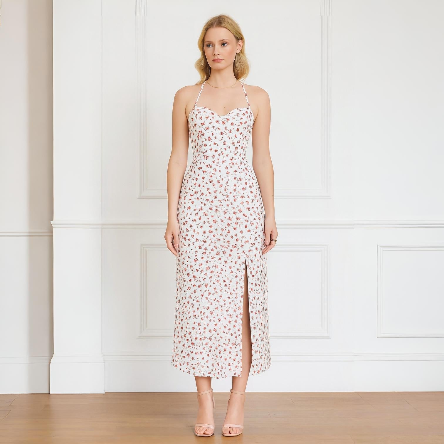 Abito da sera in pizzo senza schiena con scollo a halter Donna - - abito abito sera donna dresses halter pizzo schiena scollo - Concept Palermo