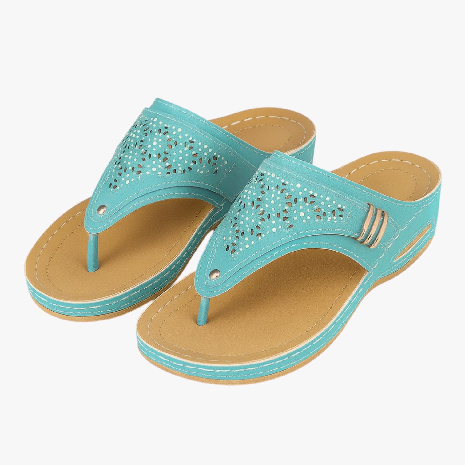 Sandali Donna Ortopedici con Zeppa Morbida Antiscivolo, Traspiranti per Comfort Estivo - Verde chiaro - antiscivolo breathable sandals donna easy wear sandals estiva fashion sandals morbidi ortopedici sandali sandali ortopedici sandals stylish sandals - Concept Palermo