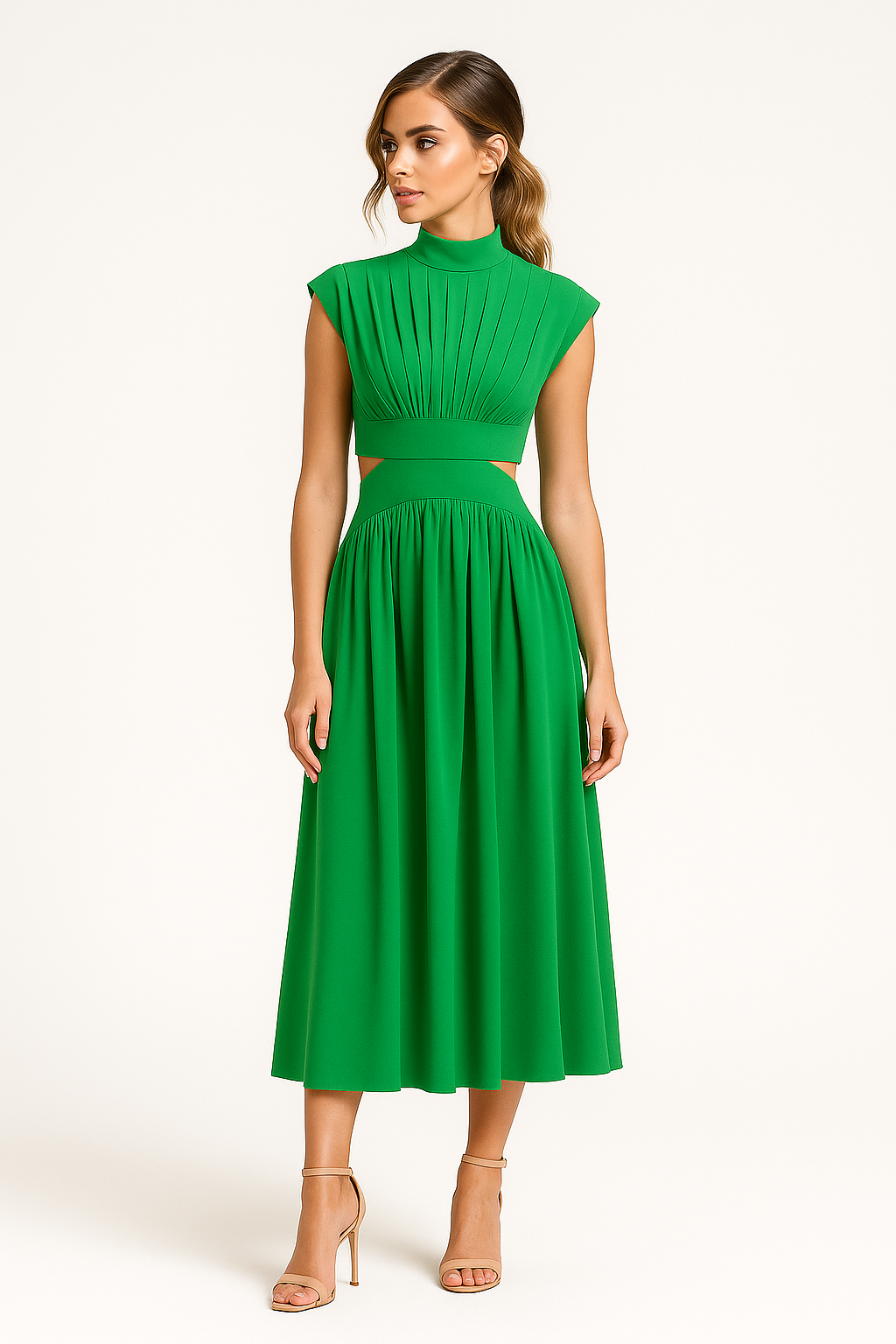 Vestito di media lunghezza per donne con tagli e collo alto Donna - - collo donna donne Dresses Dresses & Jumpsuits lunghezza Maxi Dresses media Mock Neckline Dresses tagli vestito Women - Concept Palermo