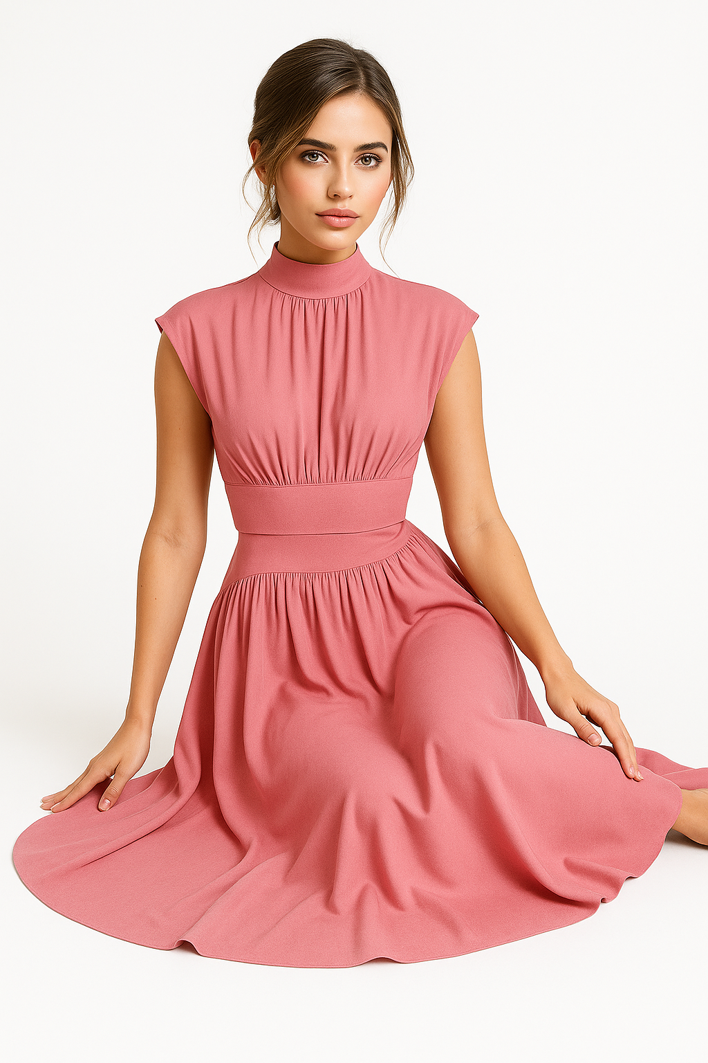 Vestito di media lunghezza per donne con tagli e collo alto Donna - - collo donna donne Dresses Dresses & Jumpsuits lunghezza Maxi Dresses media Mock Neckline Dresses tagli vestito Women - Concept Palermo