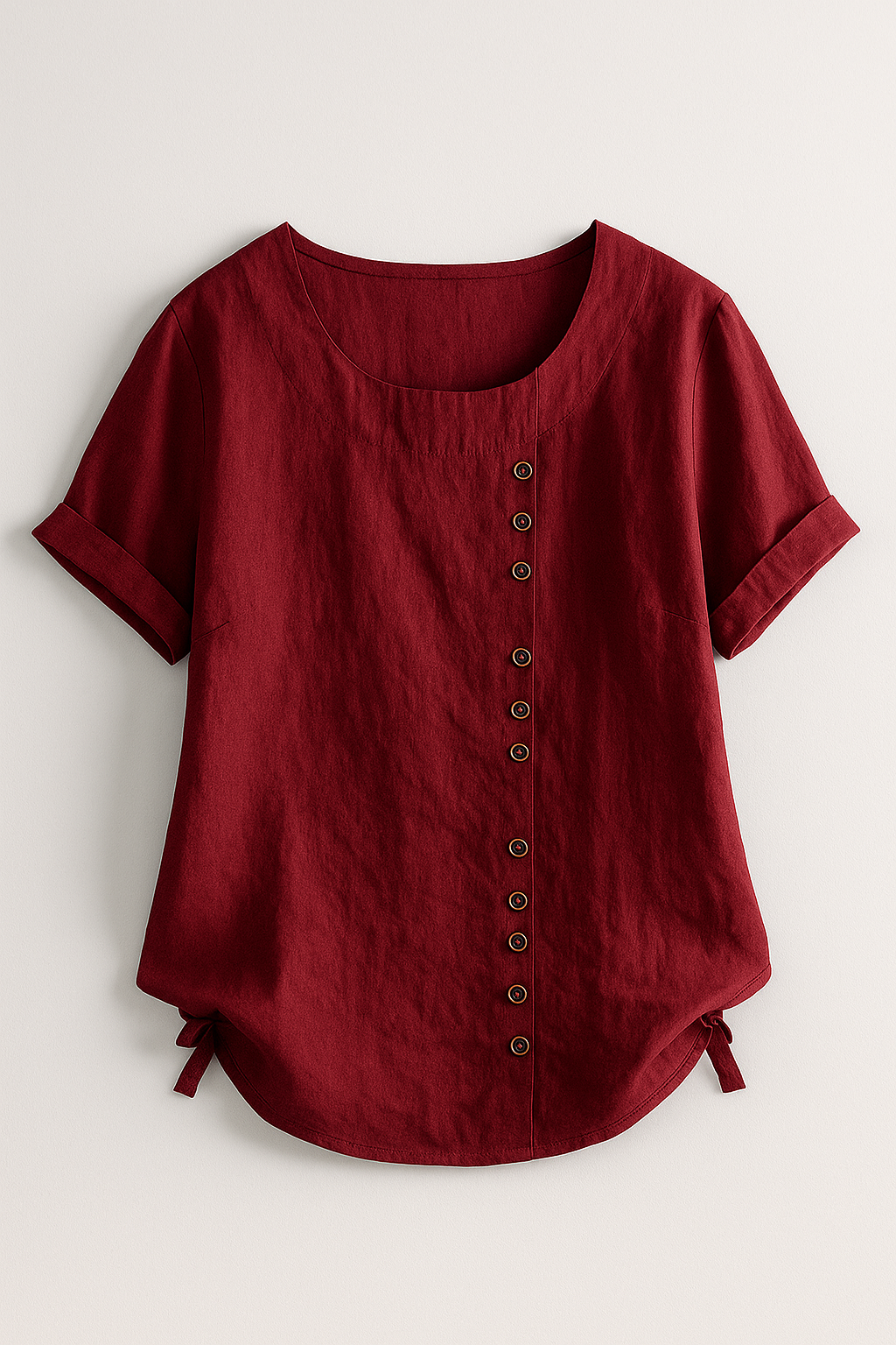 Camicia Uomo Lino con Bottoni, Maniche Lunghe, Casual Estiva - Mørkerød - apertura bottoni camicia camicia lino Fashion & Casual Frauen Oberteil lino uomini women's top clothes - Concept Palermo