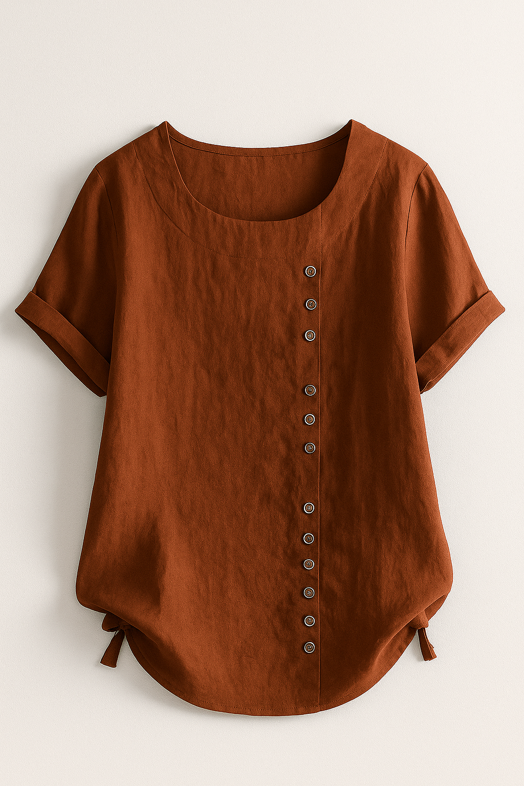 Camicia Uomo Lino con Bottoni, Maniche Lunghe, Casual Estiva - Brun - apertura bottoni camicia camicia lino Fashion & Casual Frauen Oberteil lino uomini women's top clothes - Concept Palermo