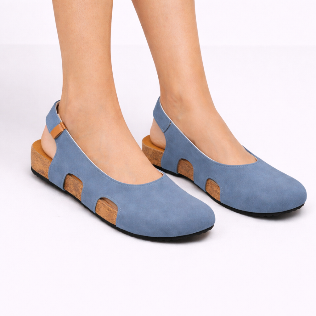 Slingback Nere Donna in Vera Pelle, Tacco 5cm, Punta Tonda: Eleganti & Comode - - donna Frauen Sandalen piatta punta sandals sandlas scarpa scarpa donna slingback tonda women - Concept Palermo