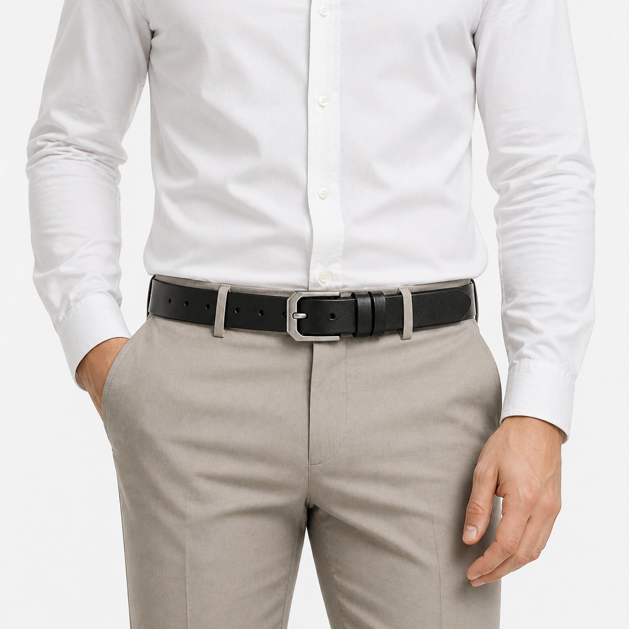 Cintura Uomo in Vera Pelle Nera per Jeans, Elegante e Resistente - - Belts belts for men cintura cintura pelle jeans Mens belt pelle pregiata uomo - Concept Palermo
