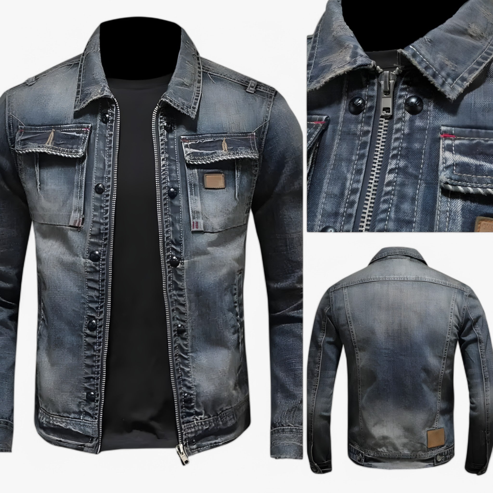 Giacca Uomo Denim Blu Classica Versatile - - 121 classica denim giacca giacca uomo men's coats & jackets uomo versatile - Concept Palermo