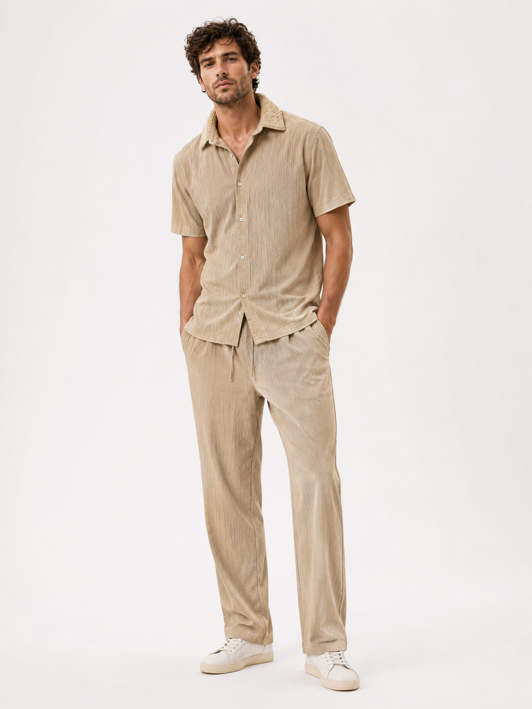 Completo Uomo Business Casual: Camicia Elegante, Pantaloni Slim Fit Grigio - Cachi Confezione da 1 - business camicia camicia pantaloni casual outfit sets pantaloni uomo - Concept Palermo