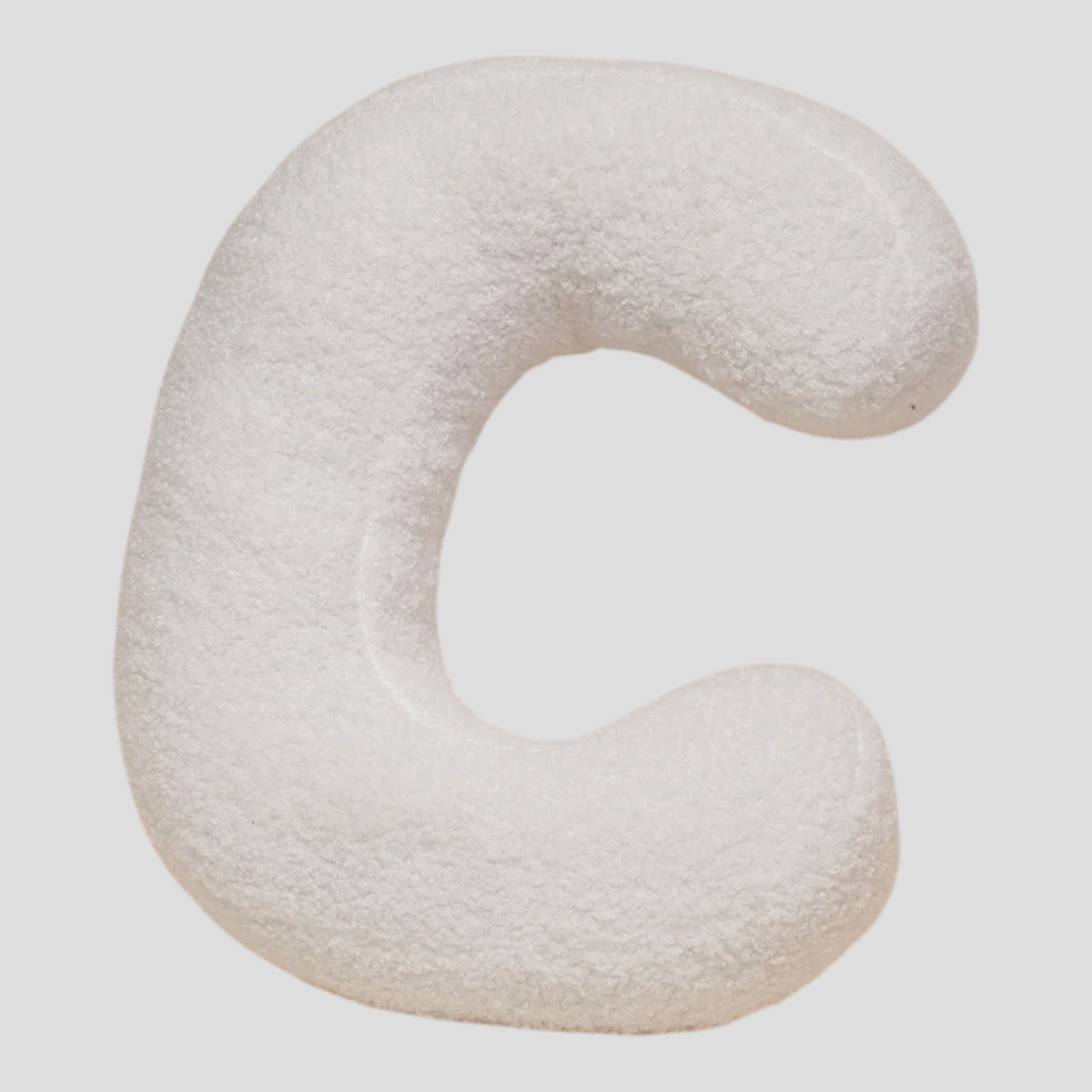 Cuscino Lettera in Peluche Cotone - Alfabeto Decorativo Bianco, 40 Cm