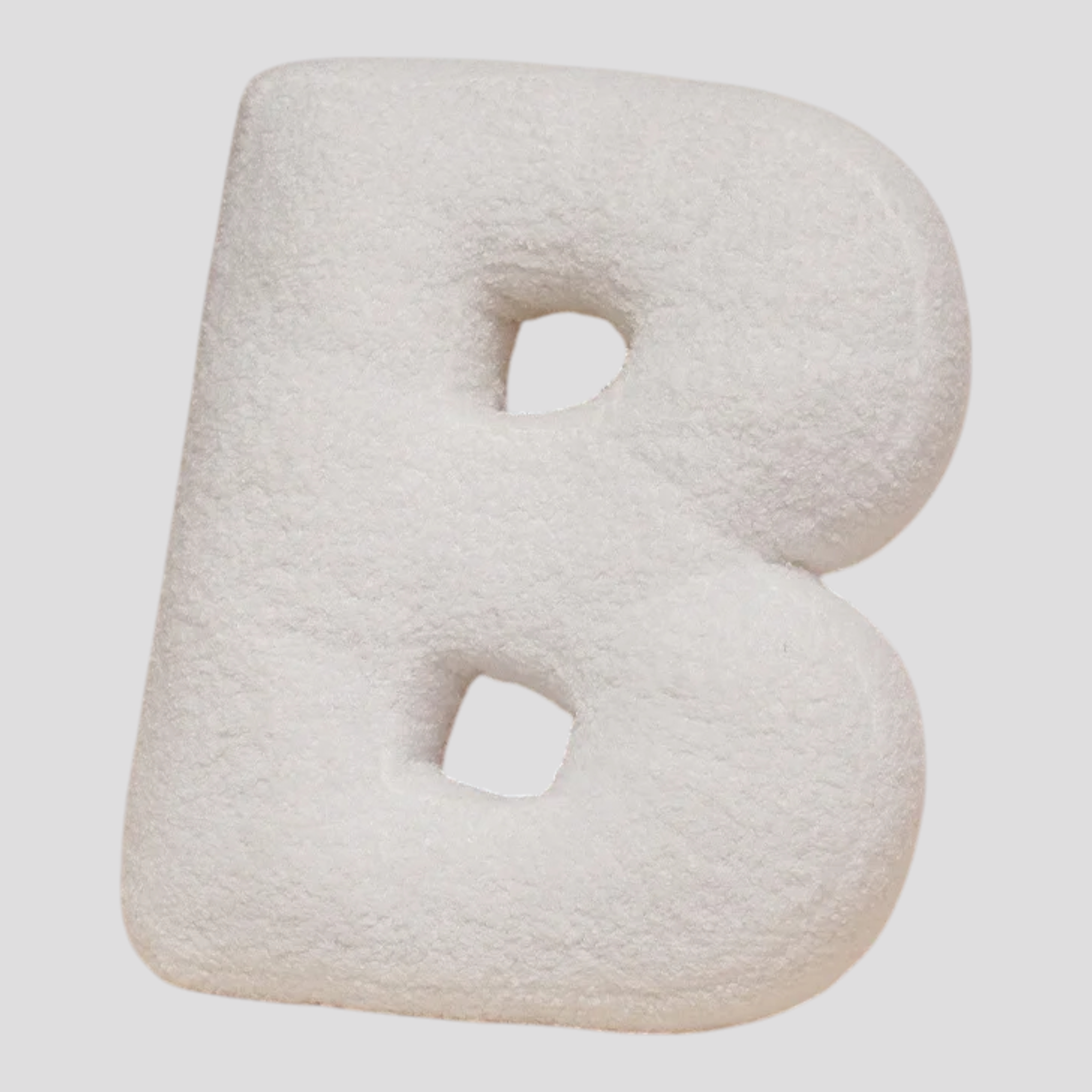 Cuscino Lettera in Peluche Cotone - Alfabeto Decorativo Bianco, 40 Cm