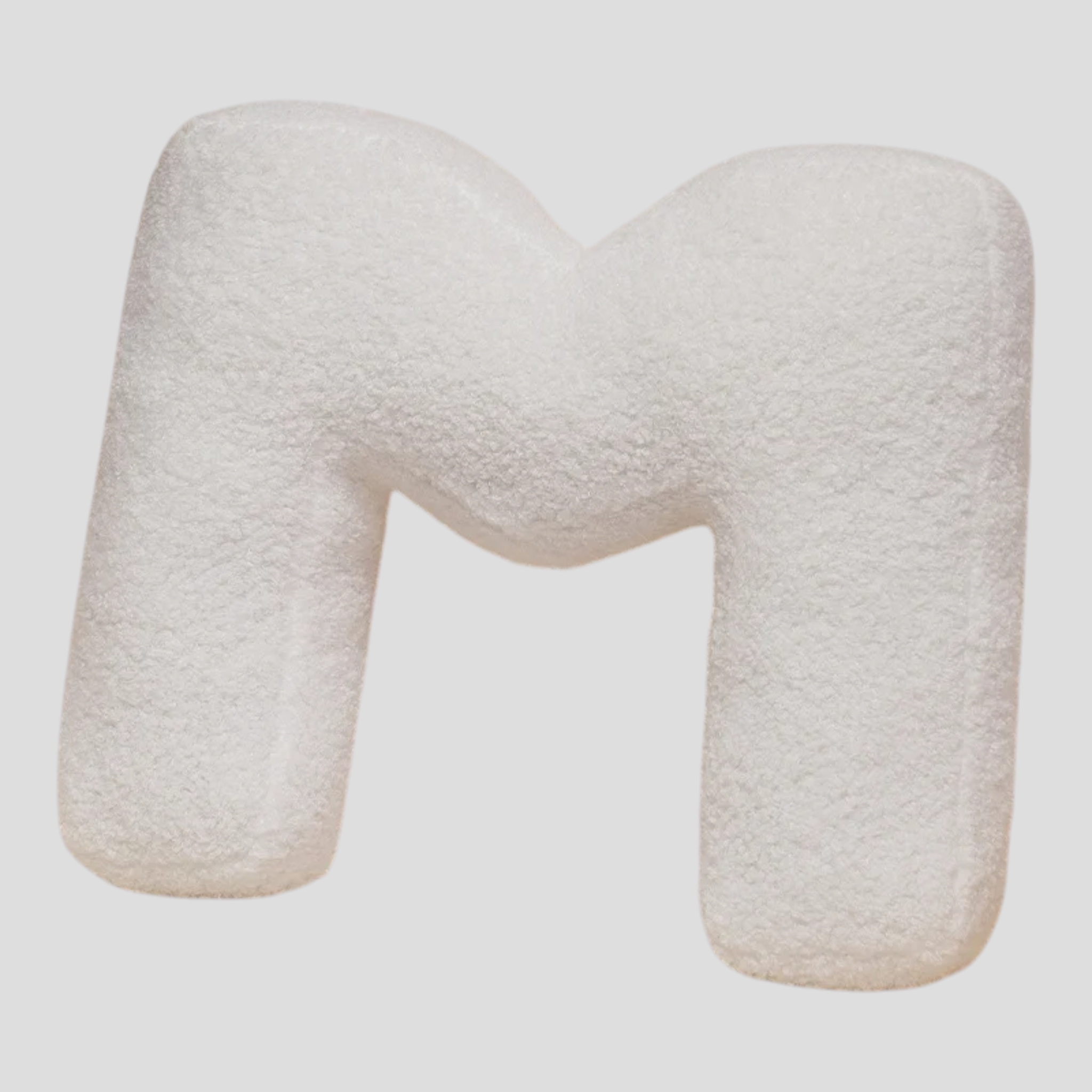 Cuscino Lettera in Peluche Cotone - Alfabeto Decorativo Bianco, 40 Cm