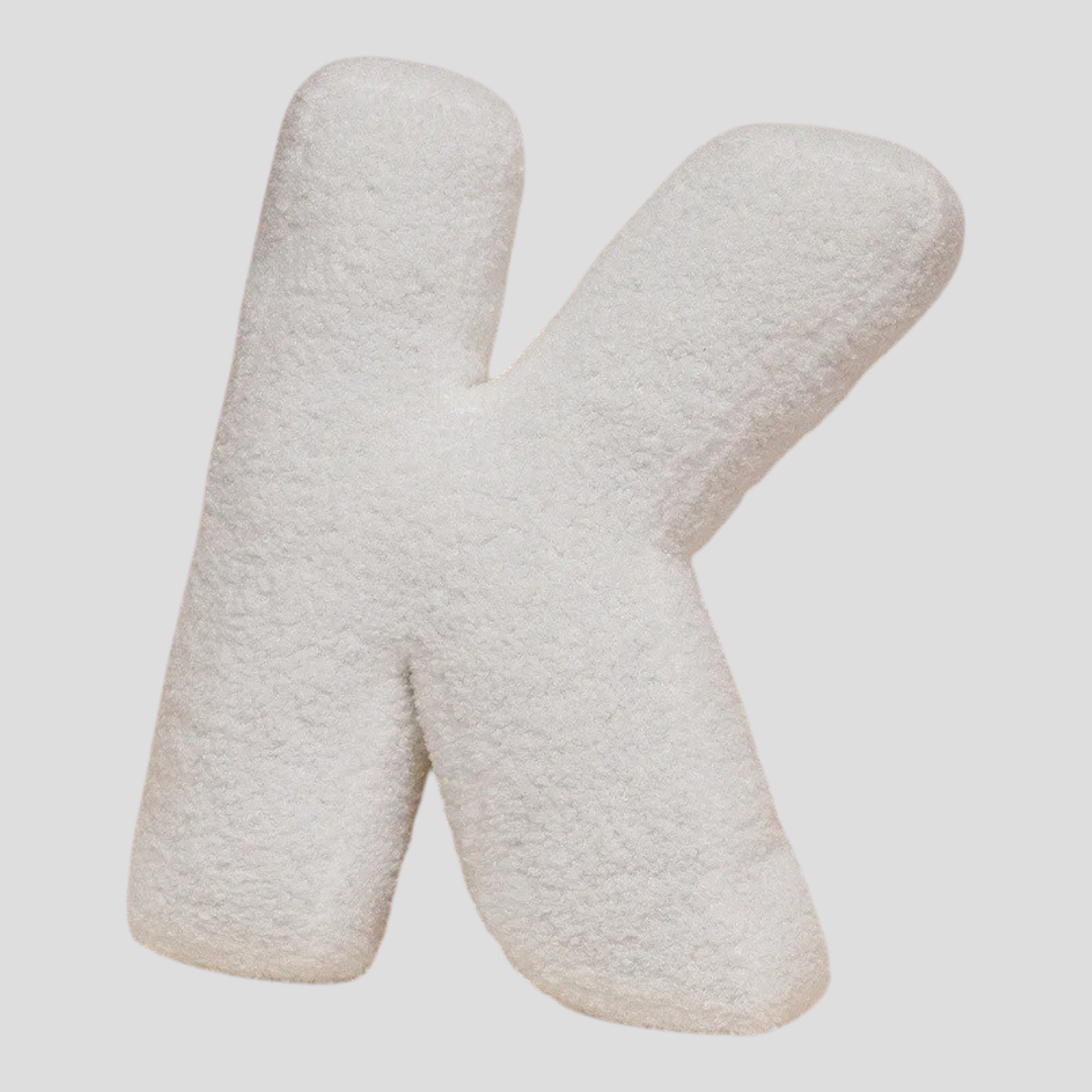 Cuscino Lettera in Peluche Cotone - Alfabeto Decorativo Bianco, 40 Cm