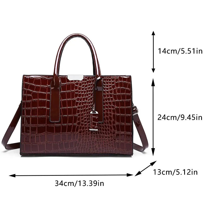 Borsa a Tracolla Donna TRIJN Nera Effetto Coccodrillo - Elegante, in Pelle Sintetica - - bags borsa coccodrillo donna handbags stampa trijn Women's handbags - Concept Palermo