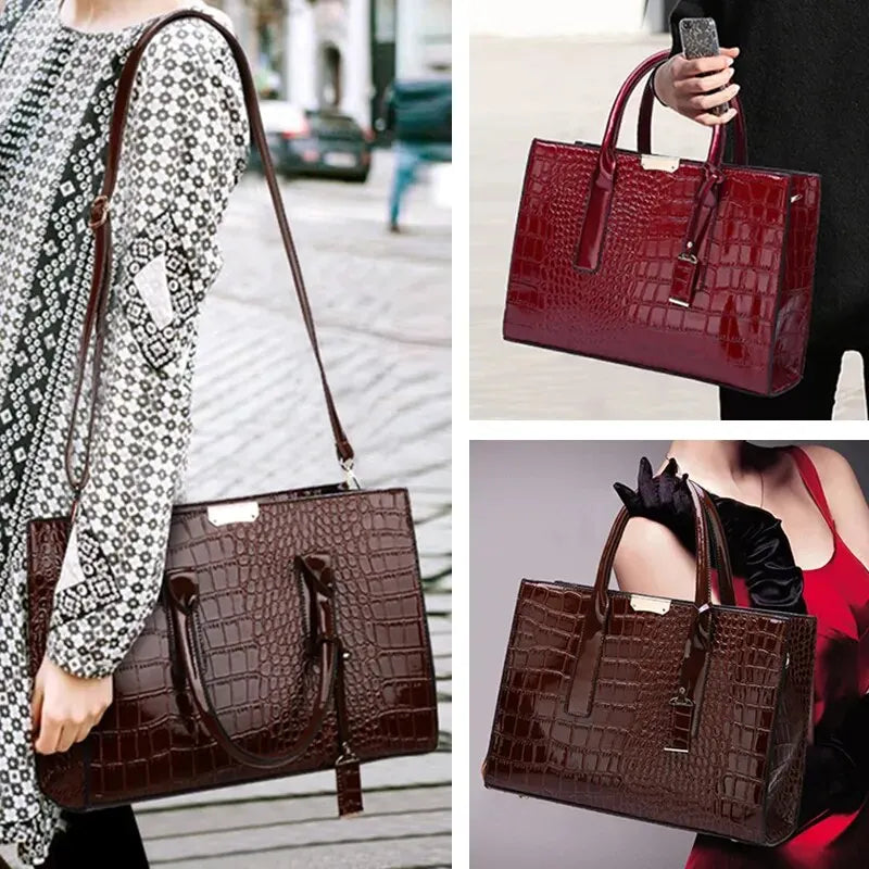 Borsa a Tracolla Donna TRIJN Nera Effetto Coccodrillo - Elegante, in Pelle Sintetica - - bags borsa coccodrillo donna handbags stampa trijn Women's handbags - Concept Palermo